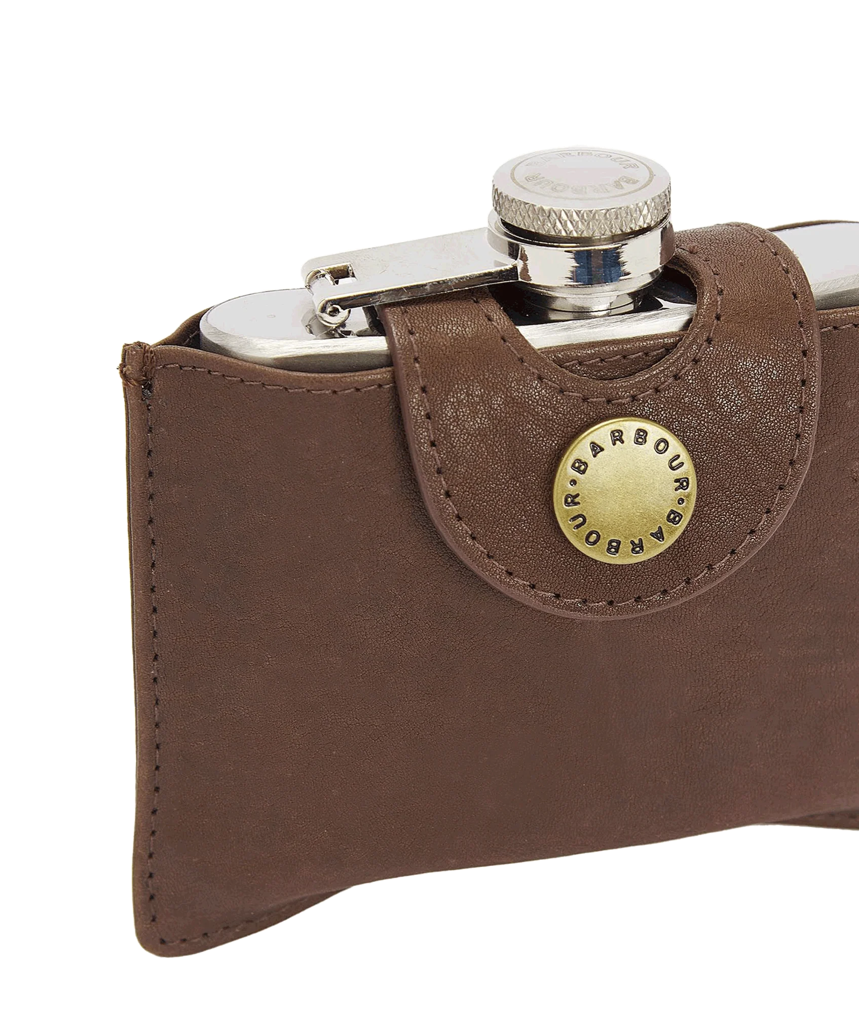 5oz Hinged Hipflask - Brown - Image 3