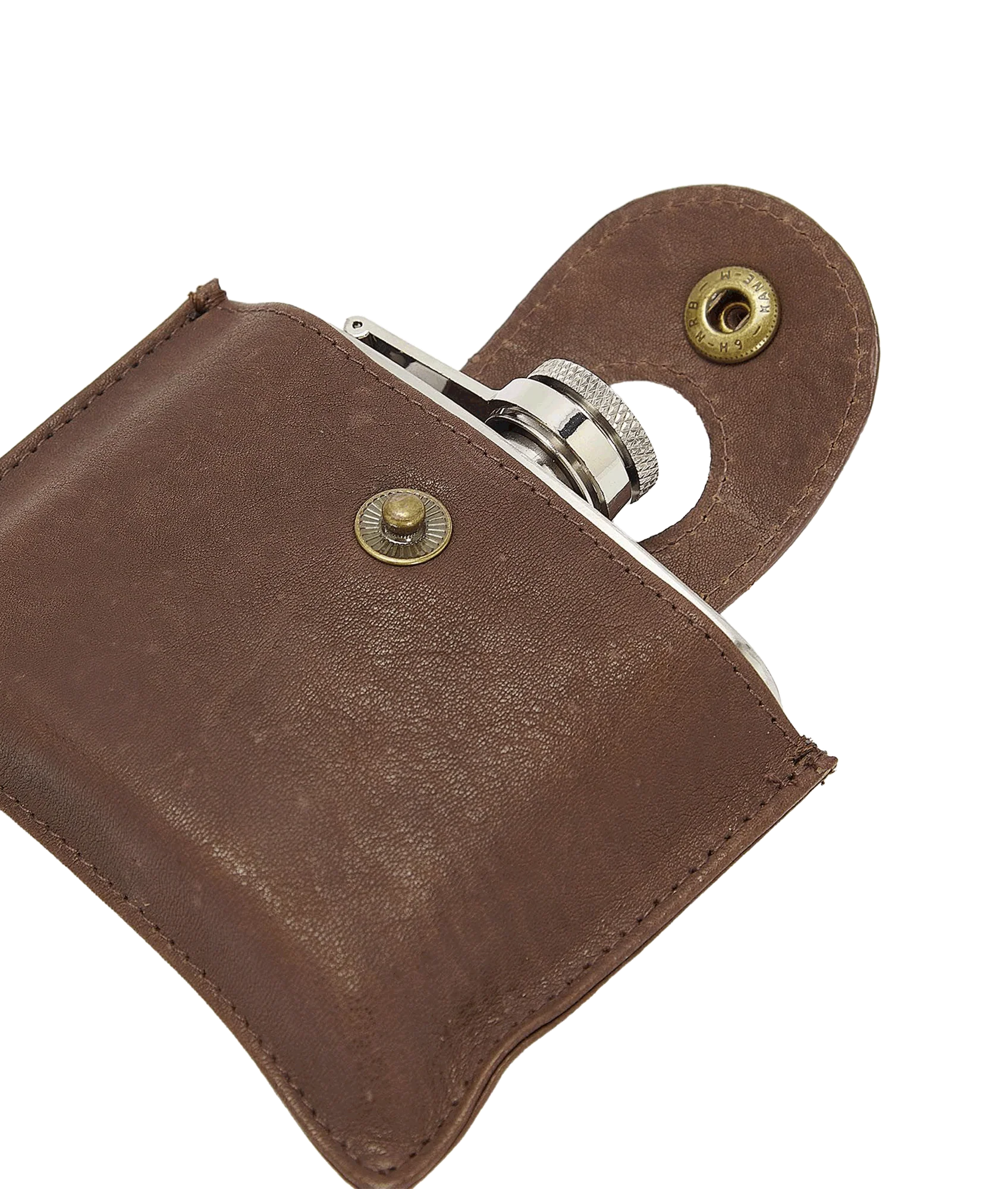 5oz Hinged Hipflask - Brown - Image 4