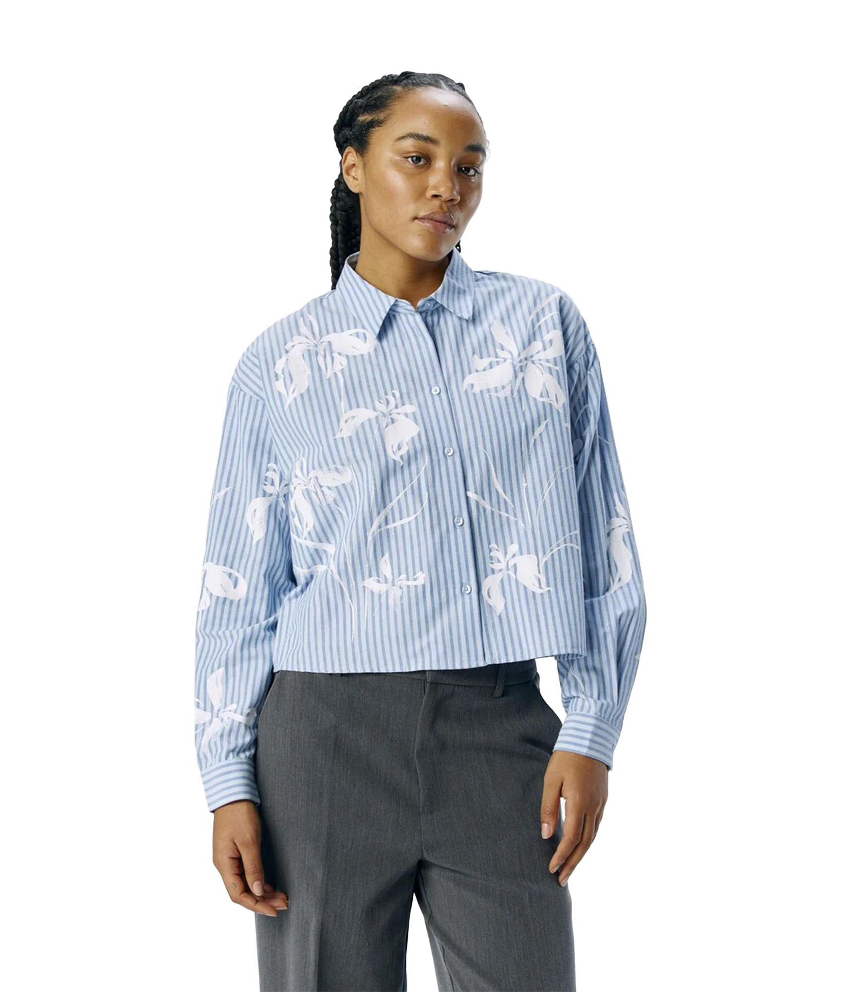 Aiko Re L/S Short Shirt - Blue - Image 2