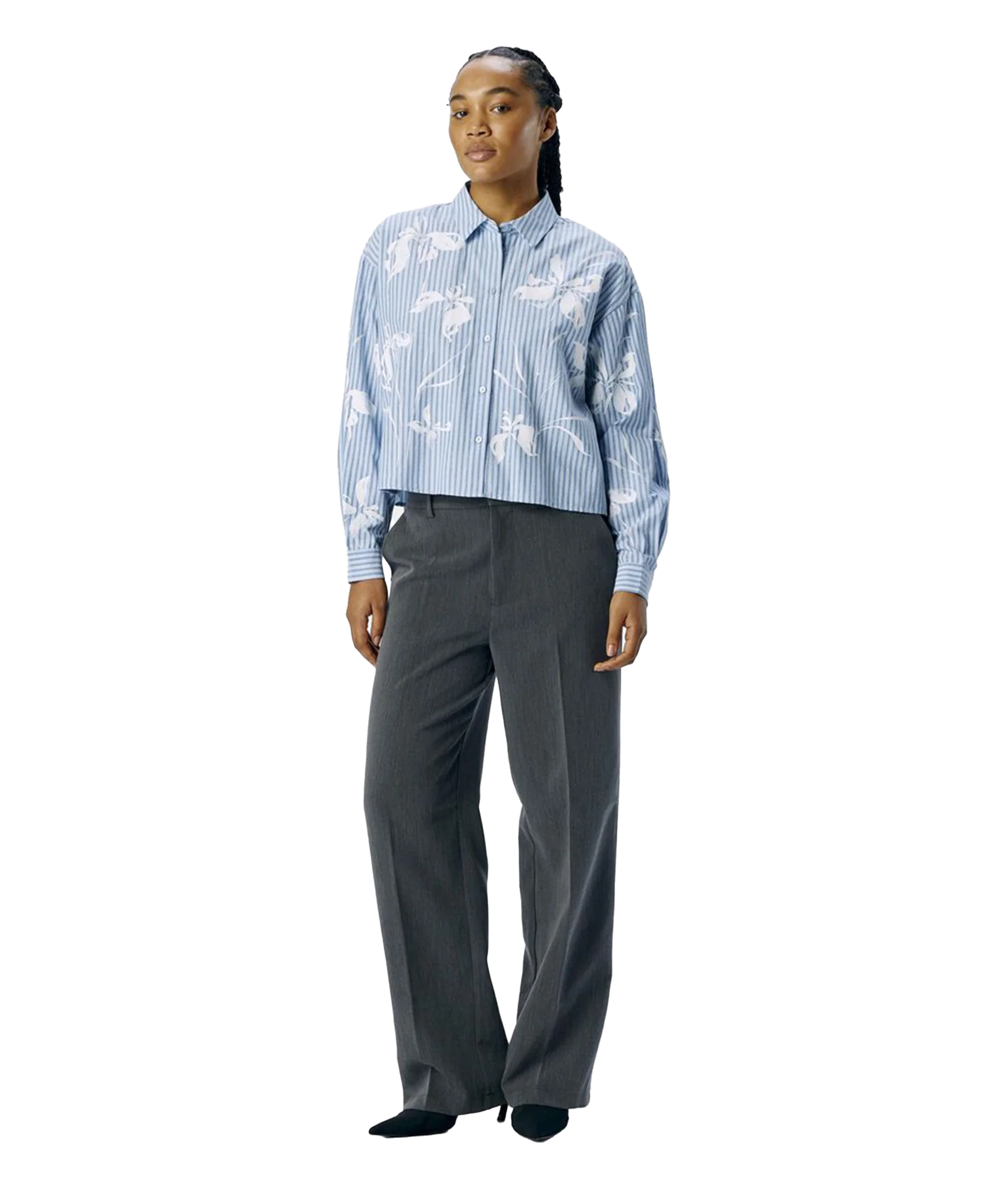 Aiko Re L/S Short Shirt - Blue - Image 3