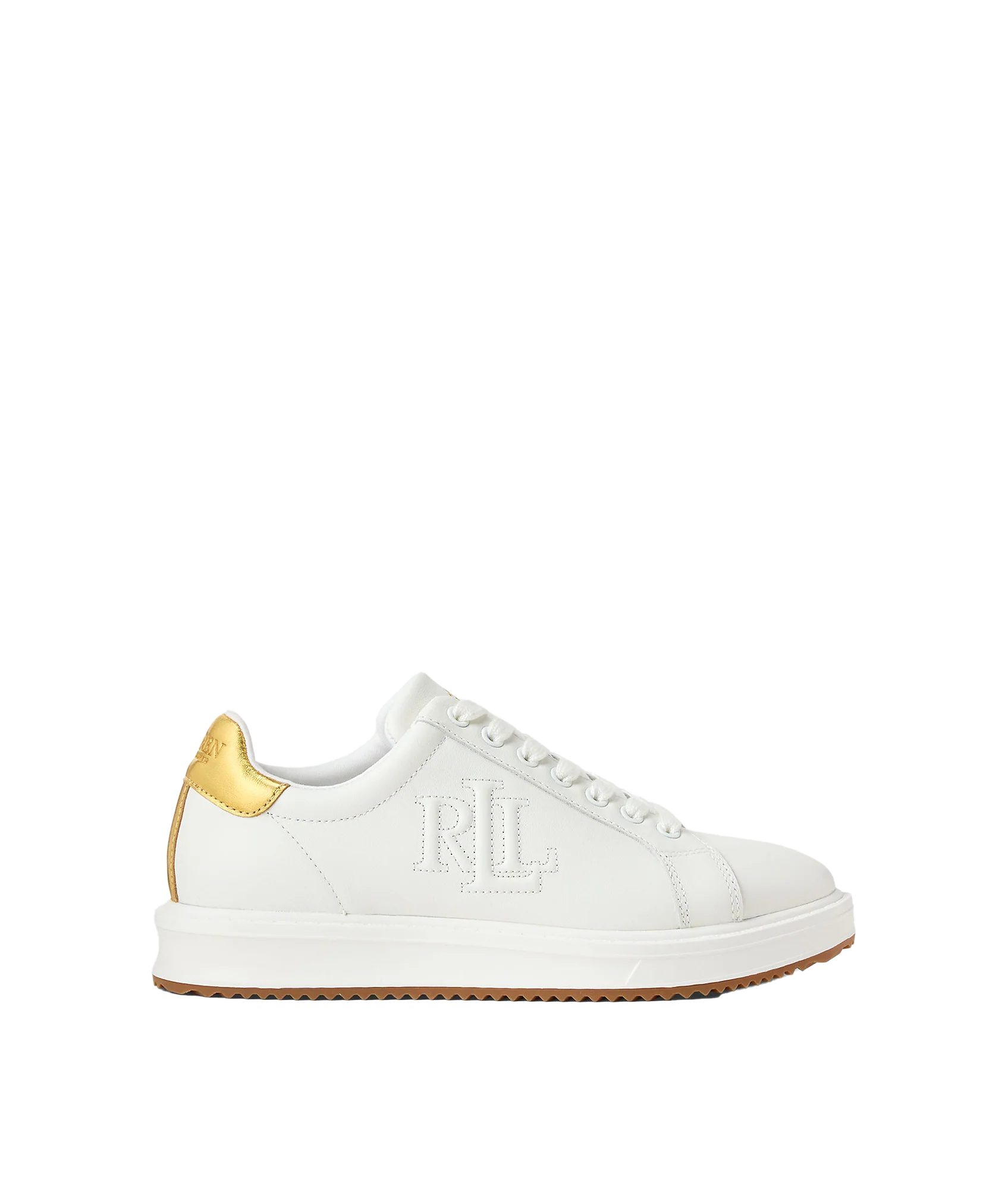 Ainsley Metallic-Trim Leather Sneaker - White