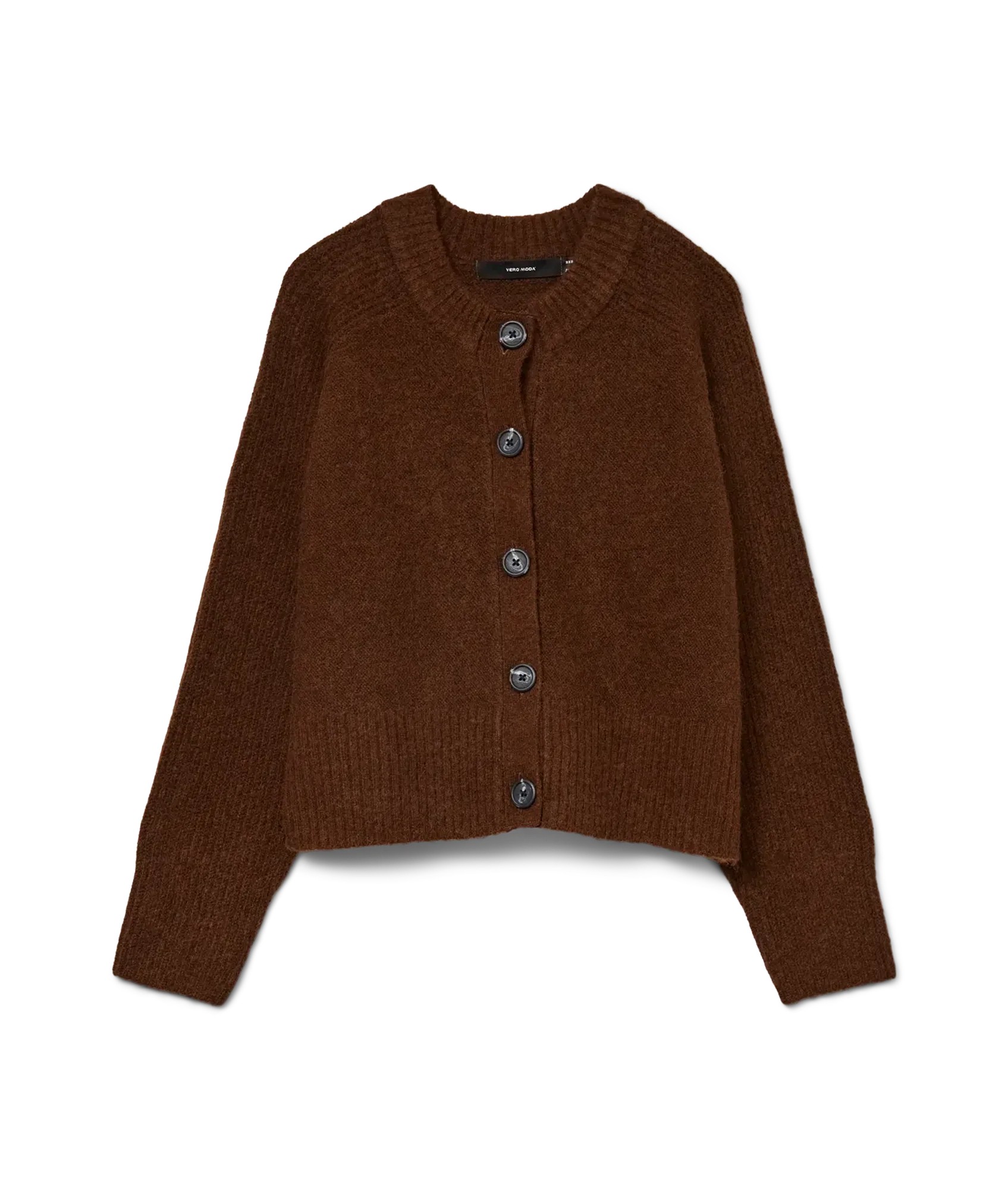 Bang Ls O-Neck Short Cardigan Boo - Emperador Melange