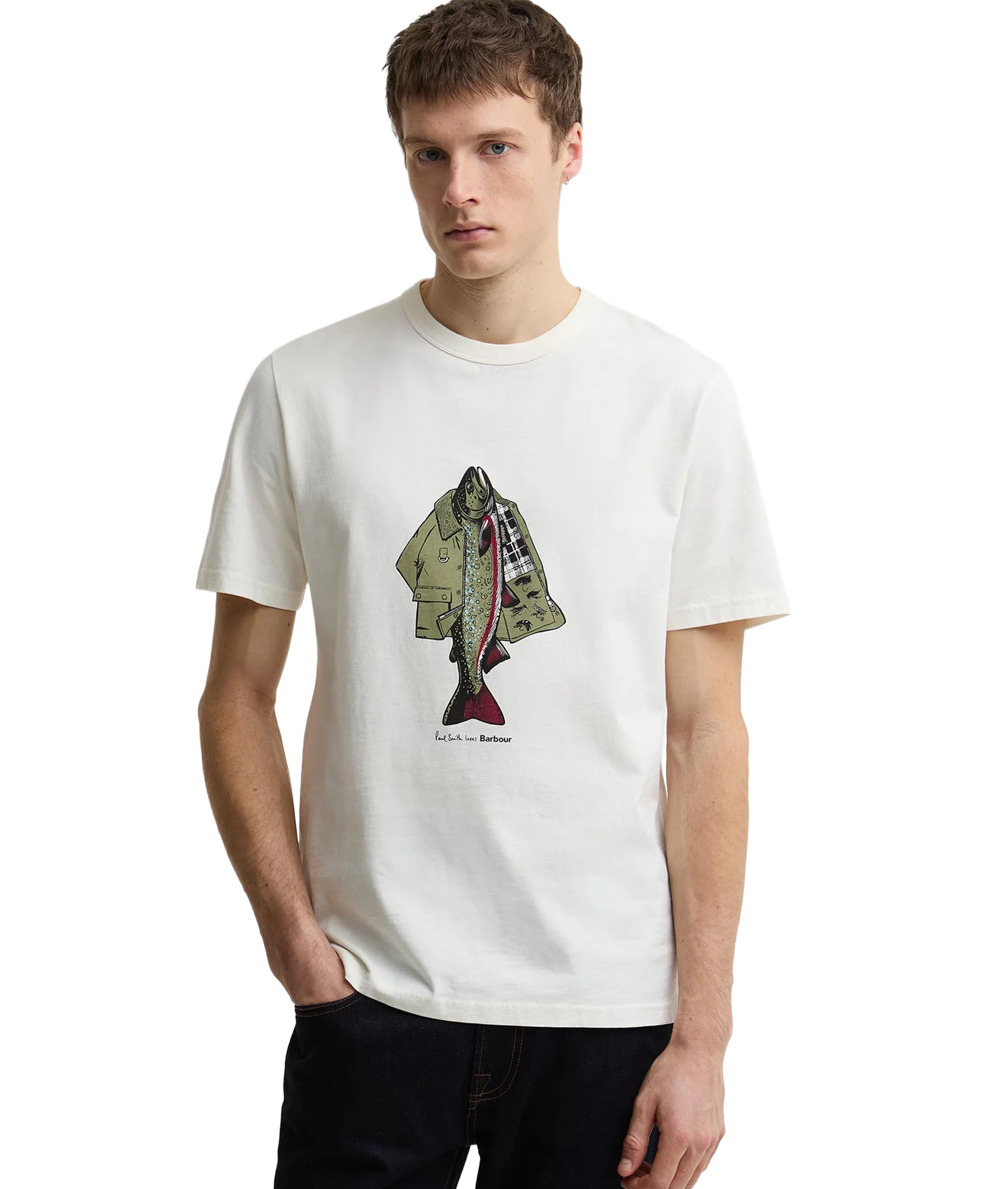 Barbour X Paul Smith Fishing Jacket T-Shirt - Whisper White - Image 2