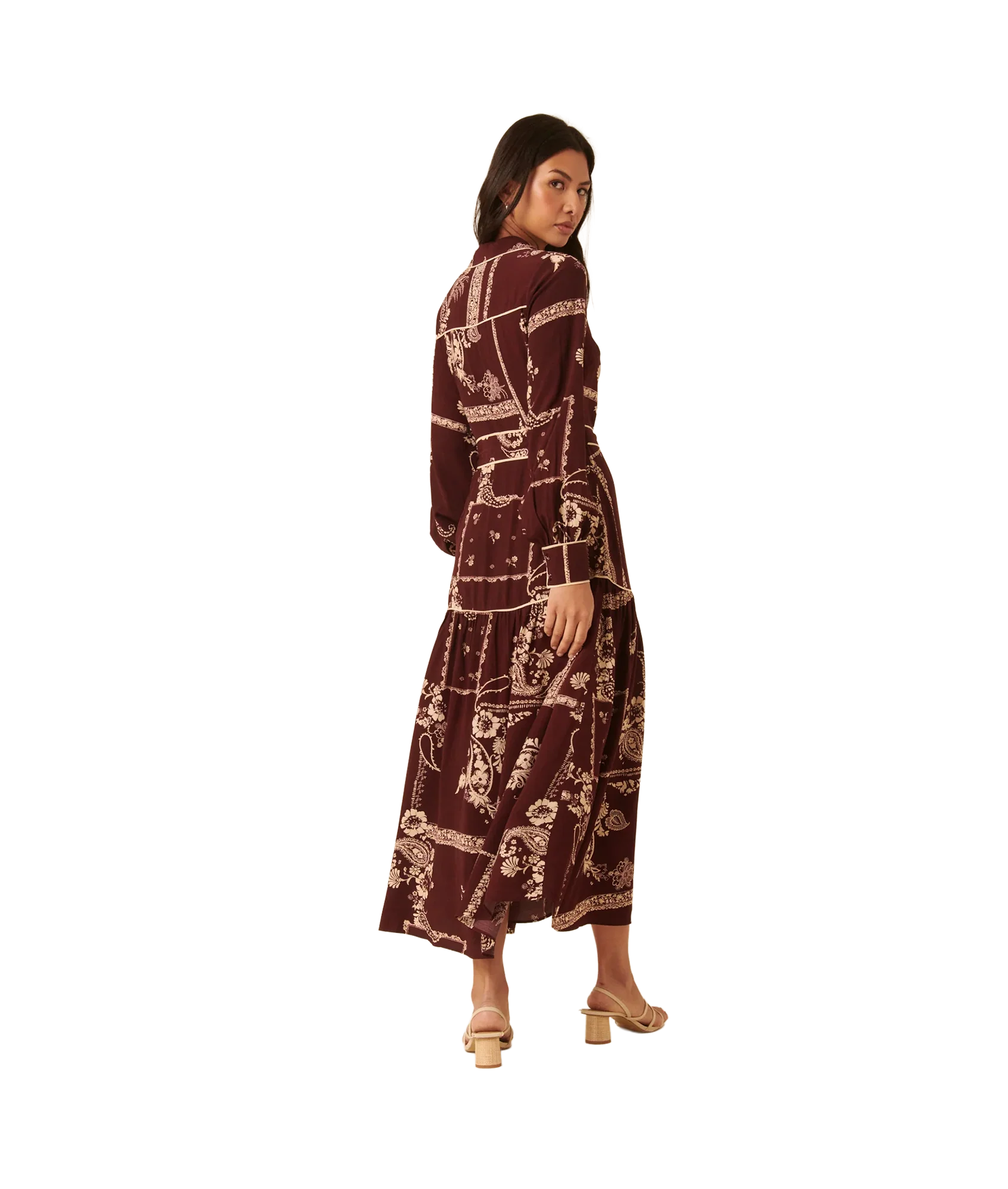 Brooklyn Shirt Midi Dress Large Floral Print - Red - Image 2