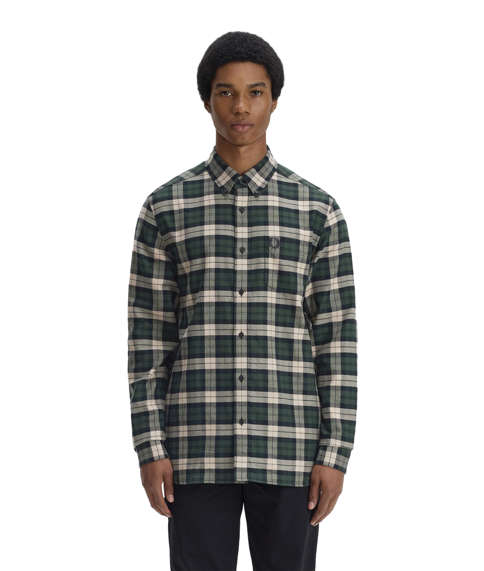 Brushed Twill Tartan Shirt - Court Green - Image 3