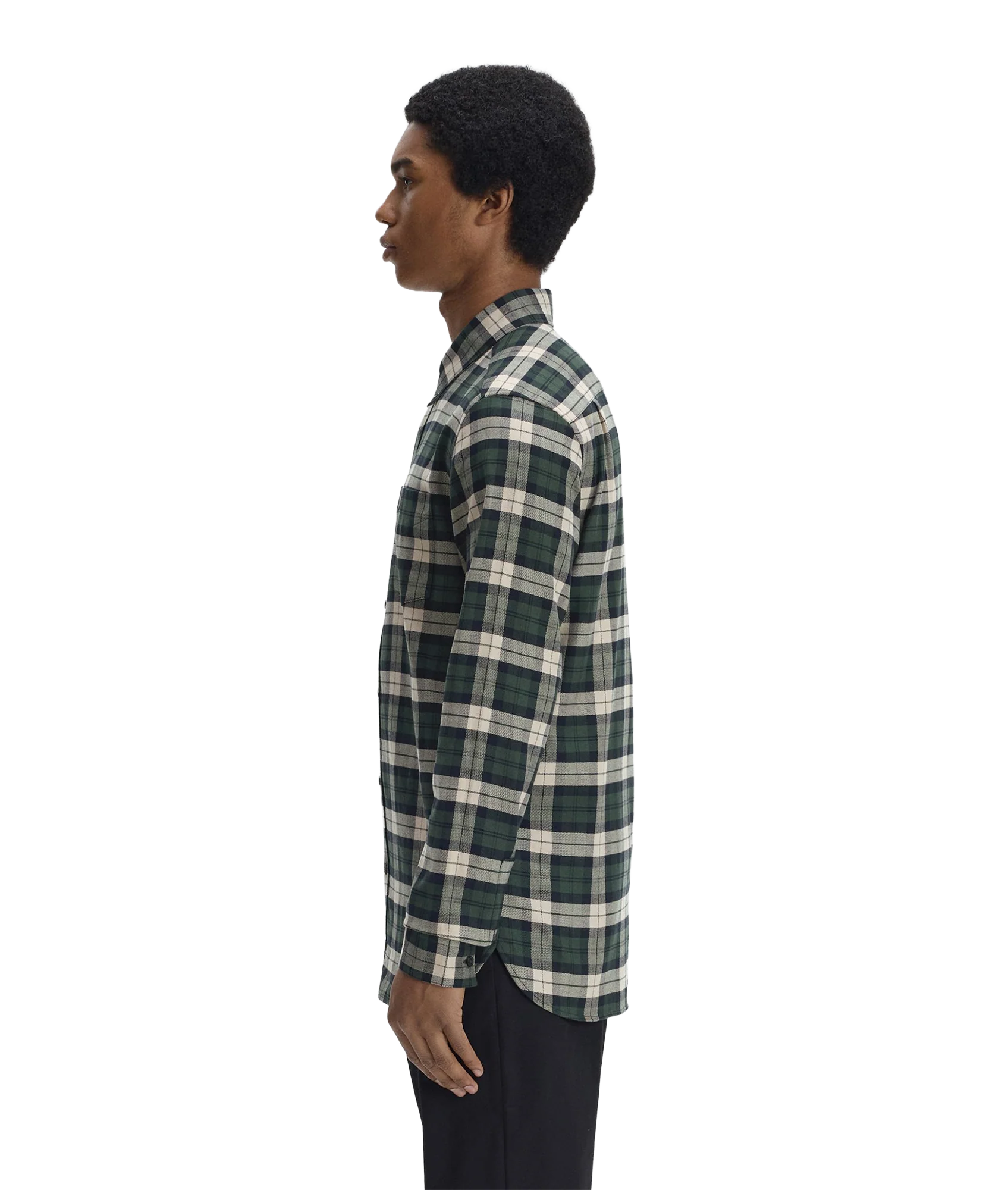 Brushed Twill Tartan Shirt - Court Green - Image 4
