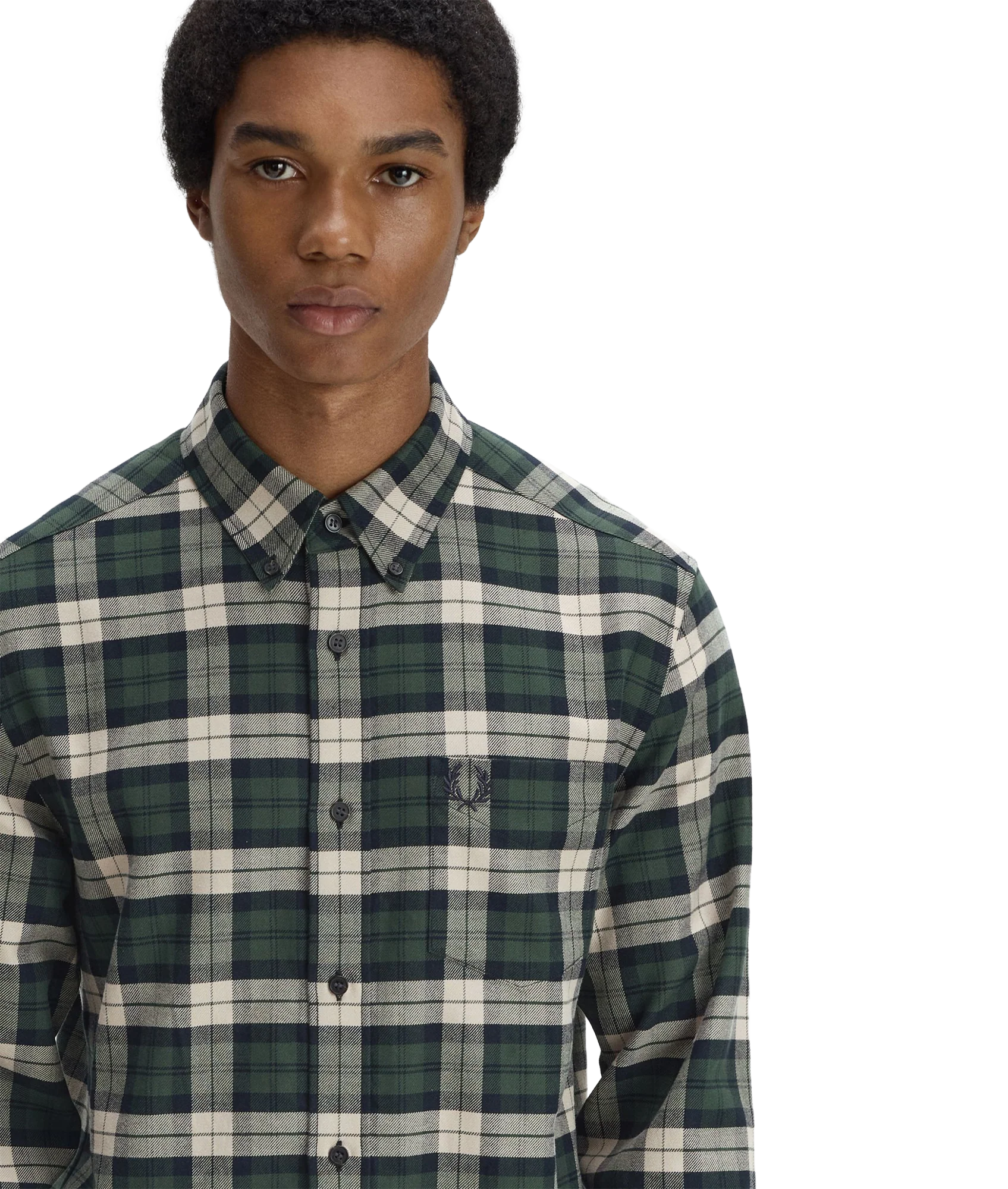 Brushed Twill Tartan Shirt - Court Green - Image 5