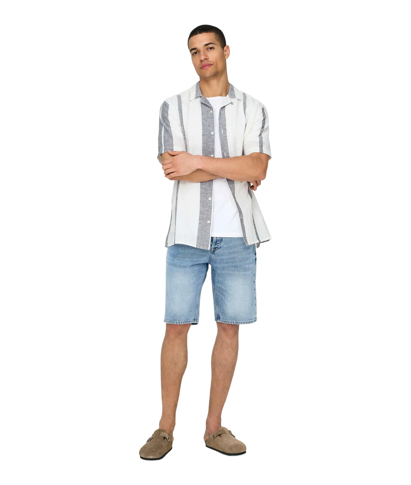 Caiden Life Stripe Res Linenblendnoos - White - Image 5