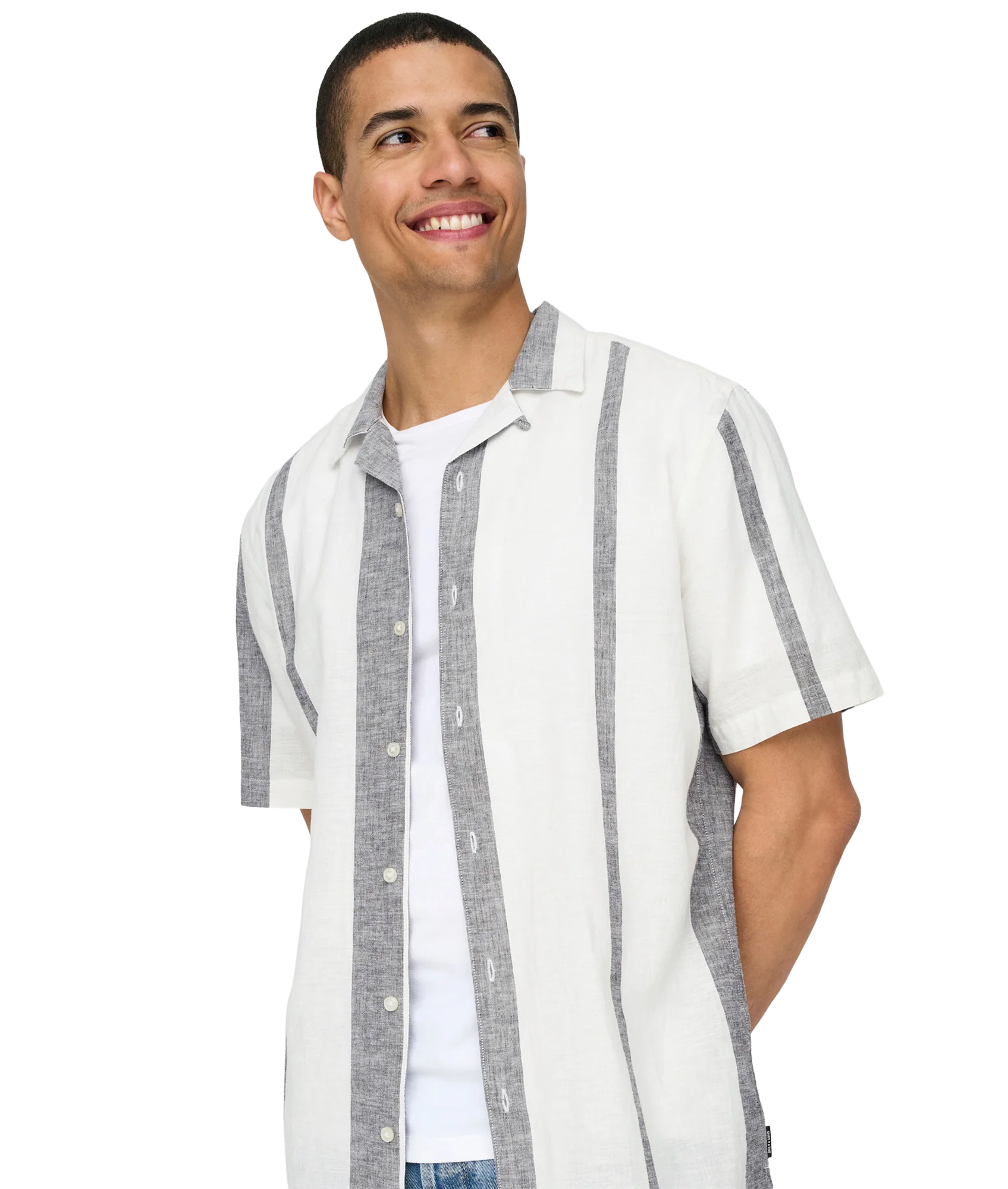 Caiden Life Stripe Res Linenblendnoos - White - Image 6