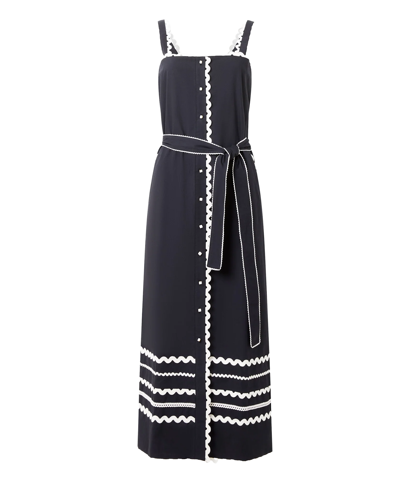 Cambria Cotton Ricrac Dress - Black