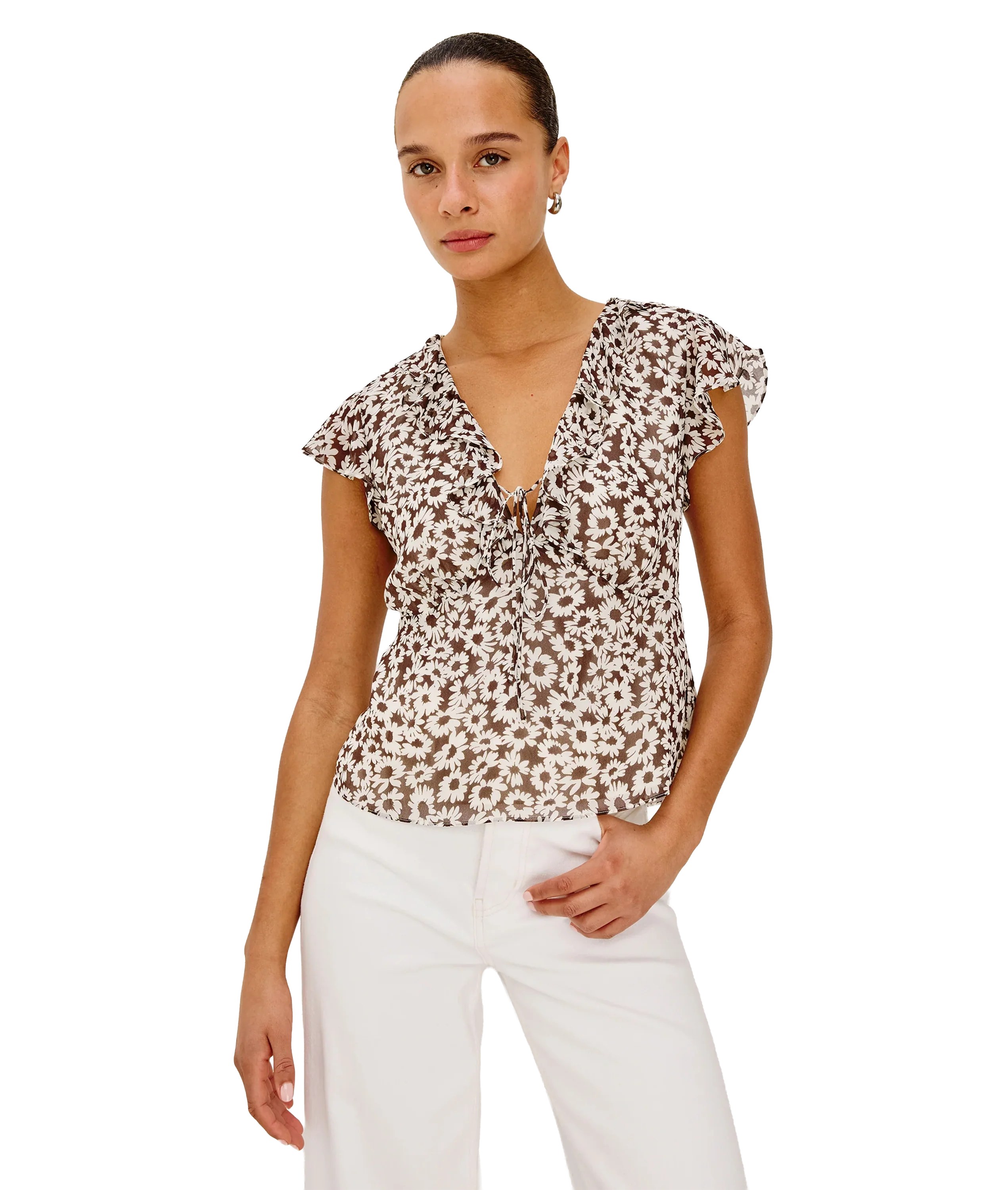Carmine Top - Espresso Daisy