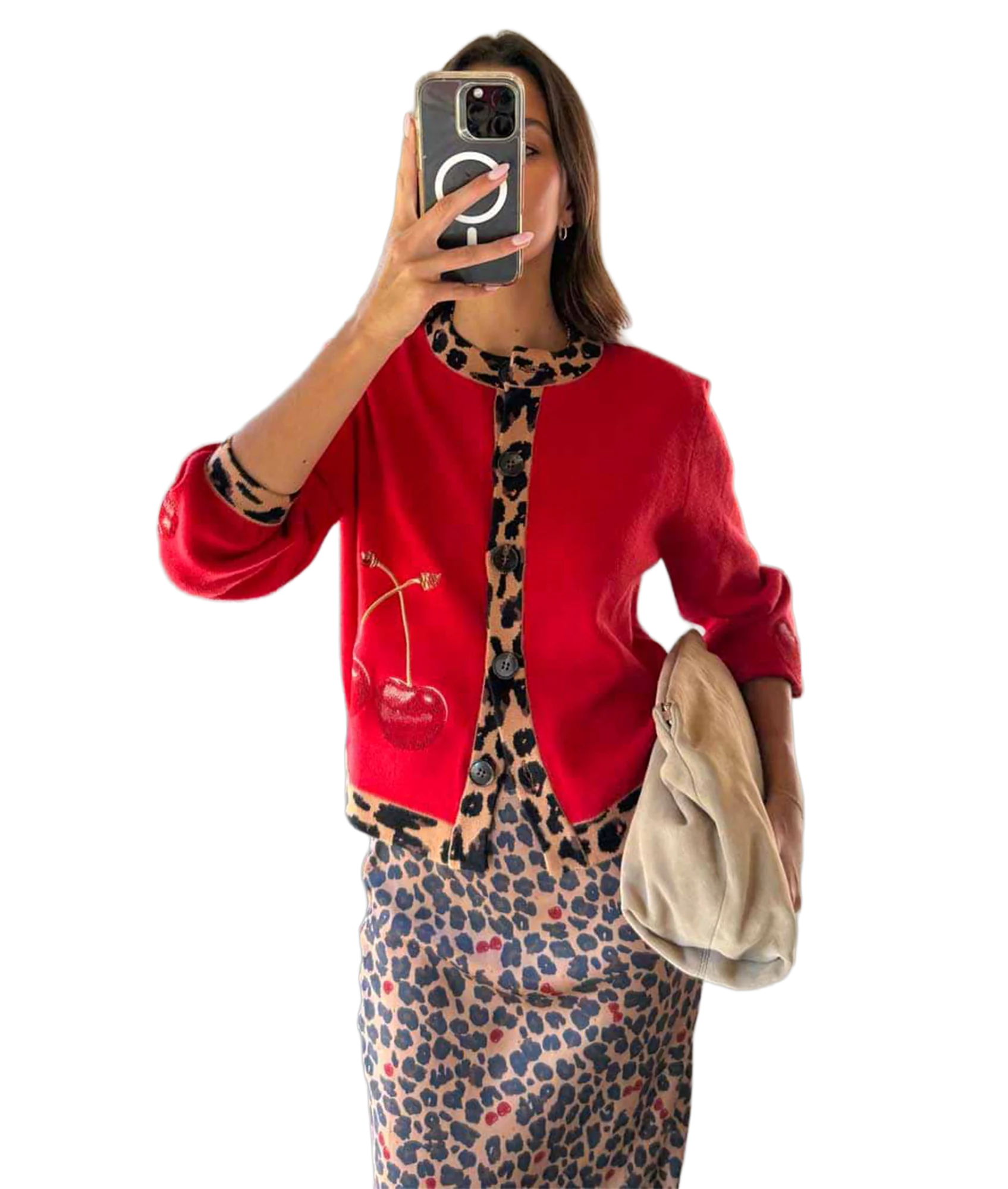 Cherry Leopard Cardigan - Cherry Leopard - Image 2