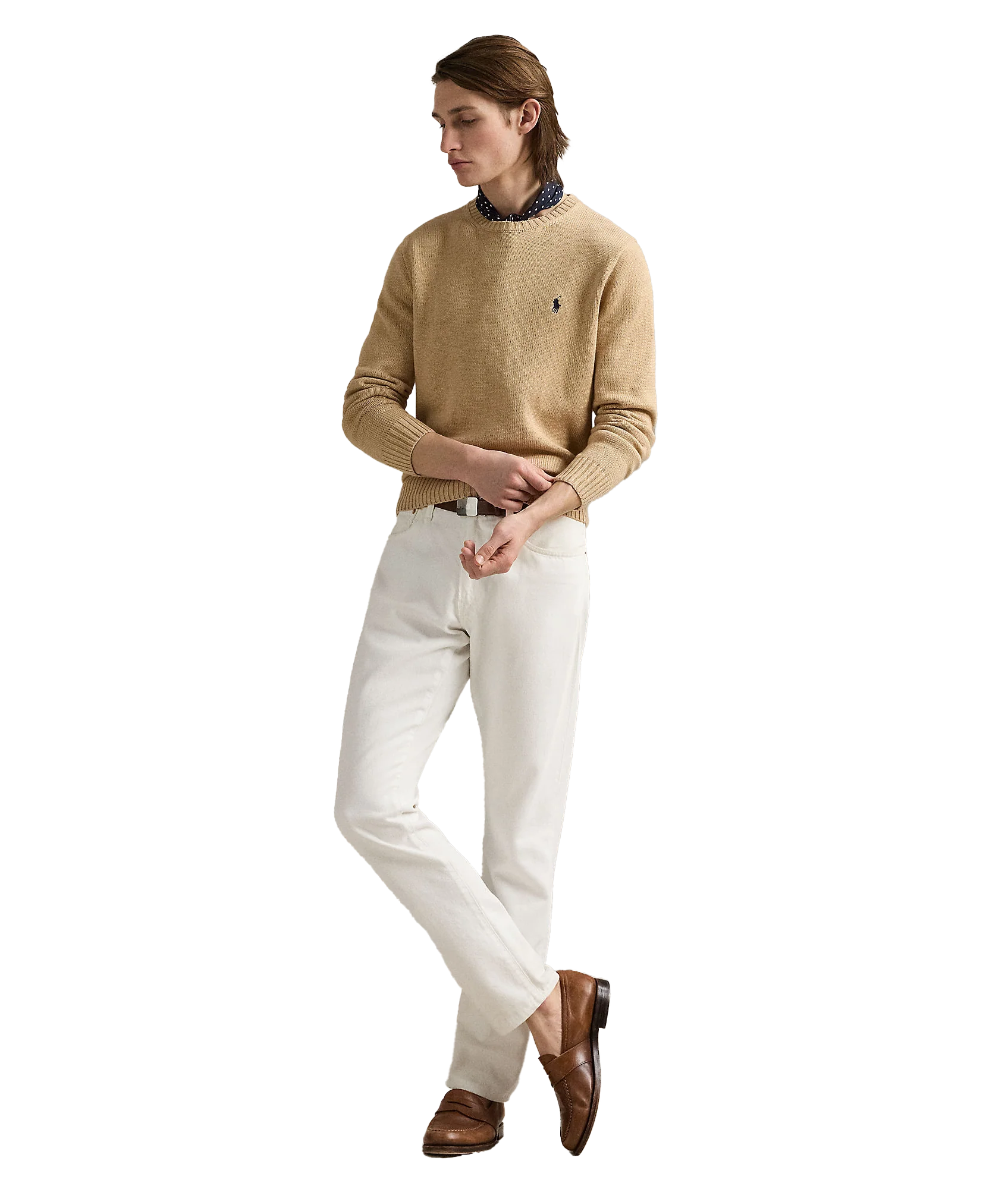 Cotton Crewneck Sweater - Beige - Image 3