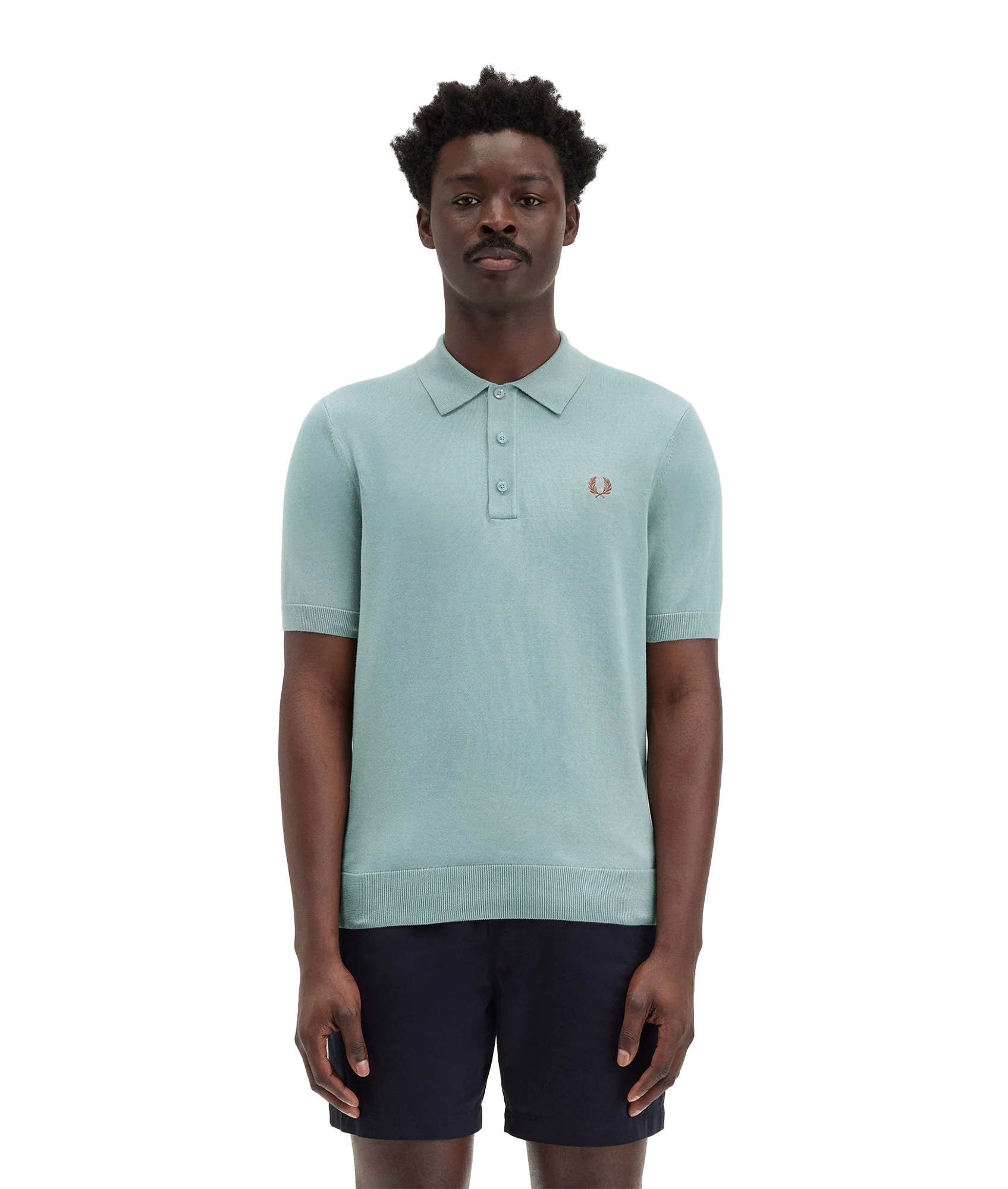 Cotton Knit Polo - Blue - Image 3