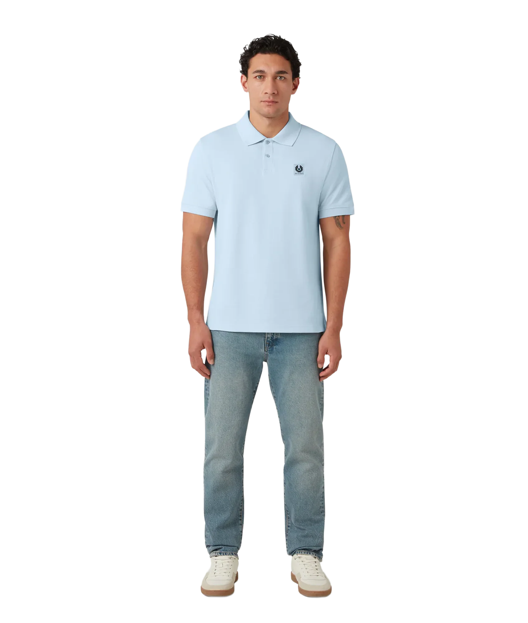 Cotton Pique Polo Shirt - Sky Blue - Image 2
