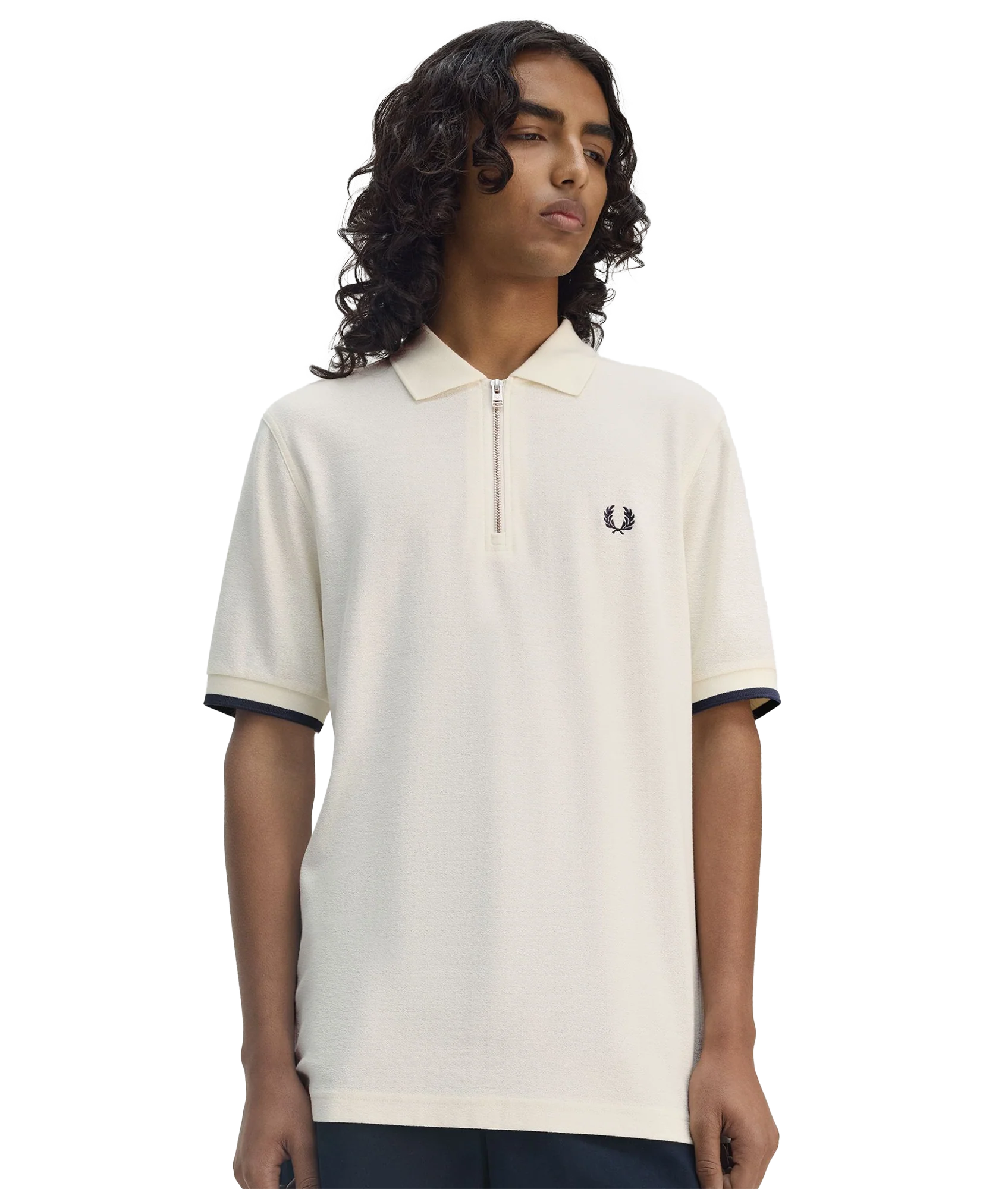 Crepe Pique Polo Shirt - Cream - Image 5