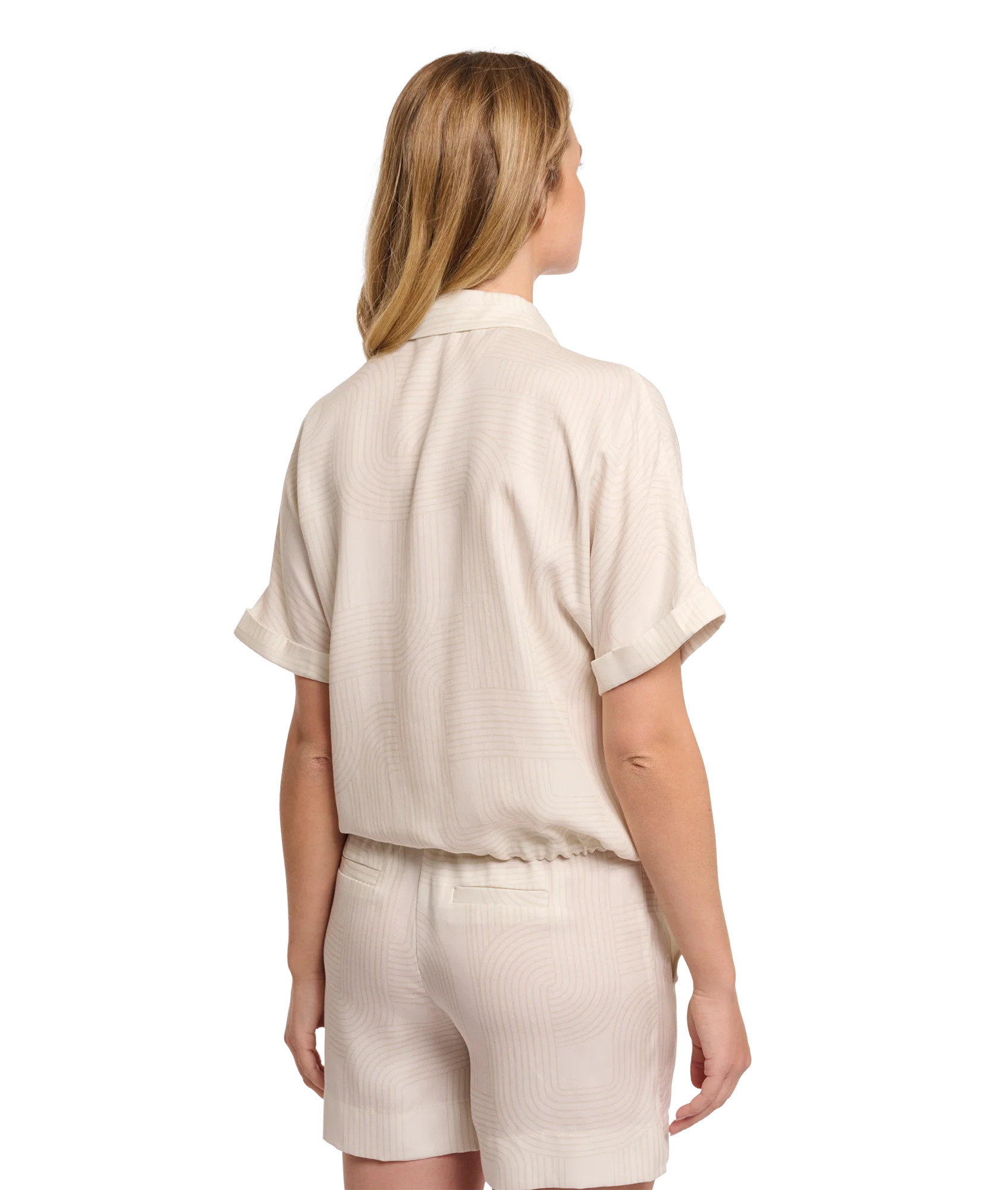 Cropped Short Sleeve Blouse - Snow White Labrinth - Image 3