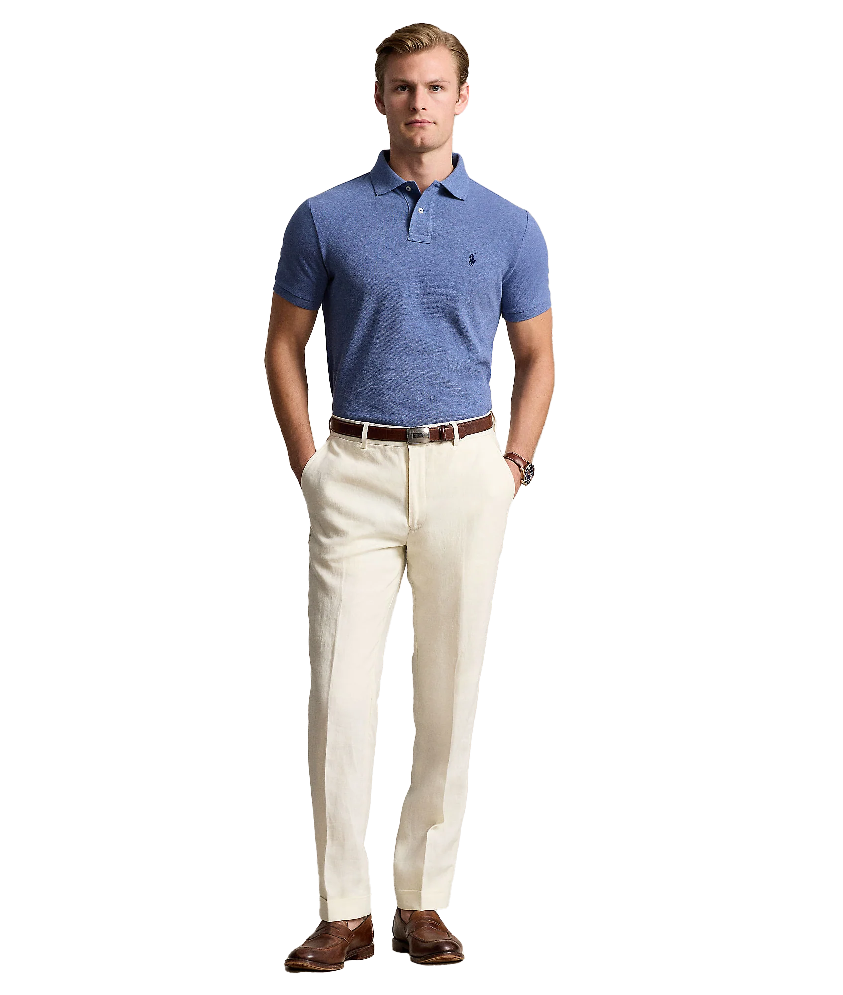Custom Slim Fit Mesh Polo Shirt - Blue - Image 3