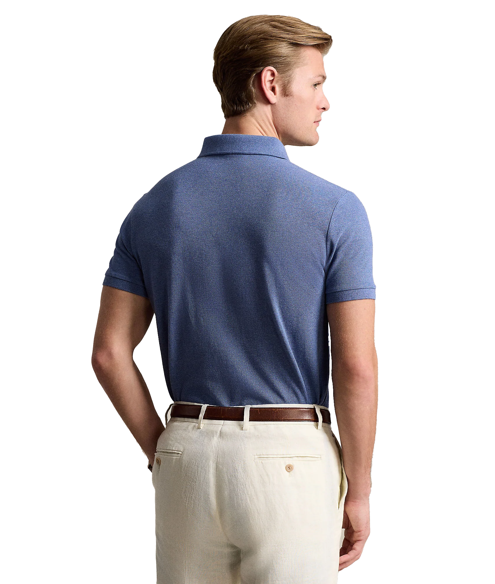 Custom Slim Fit Mesh Polo Shirt - Blue - Image 4