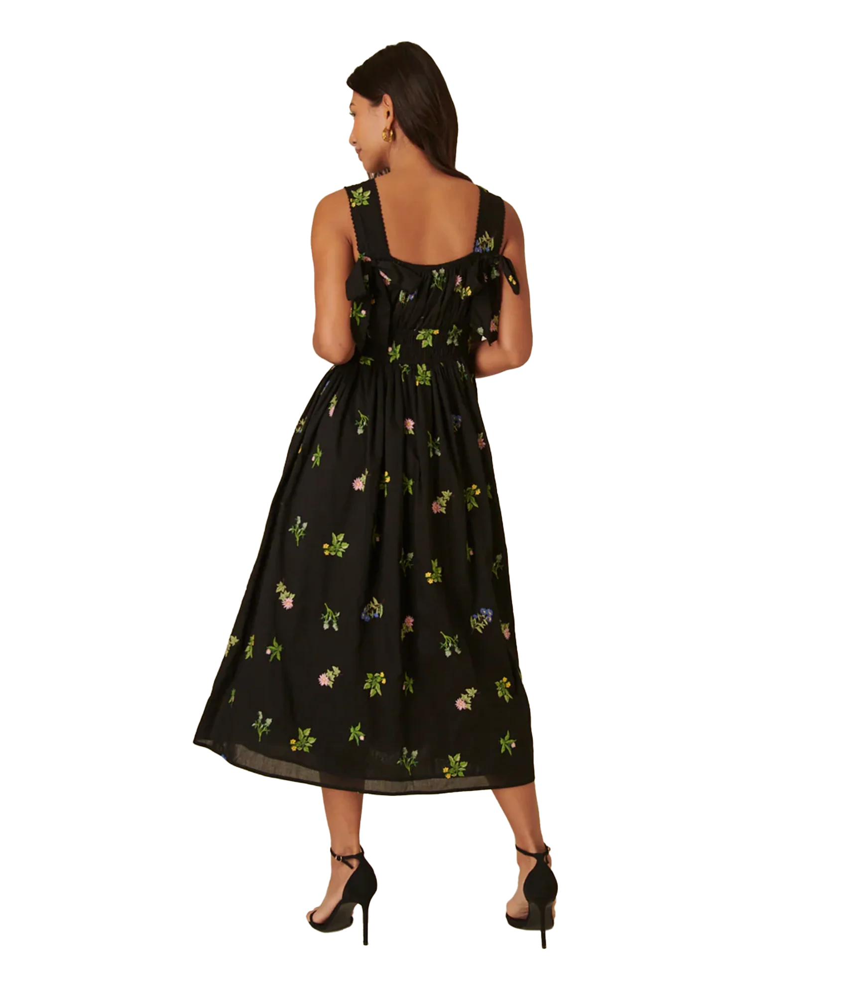 Dallas Midi Dress Embroidered - Black - Image 2