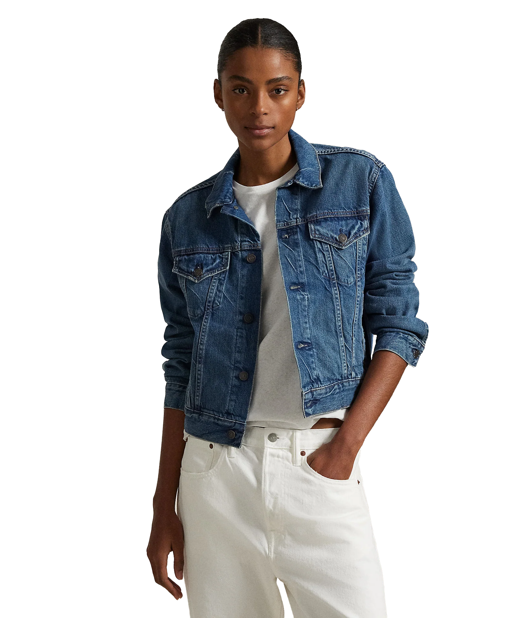 Denim Trucker Jacket - Blue - Image 6