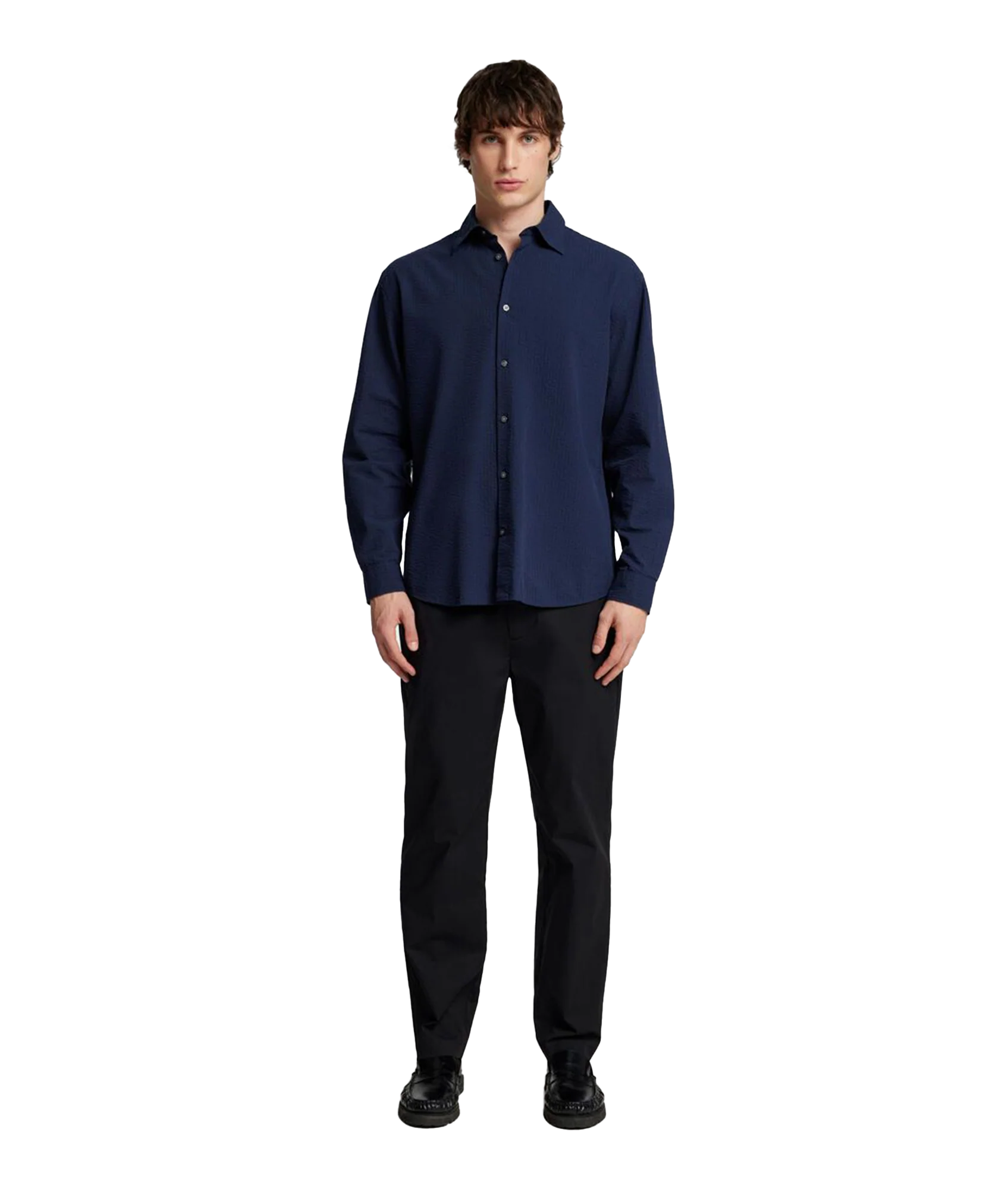 Derek Seersucker Shirt - Navy - Image 3