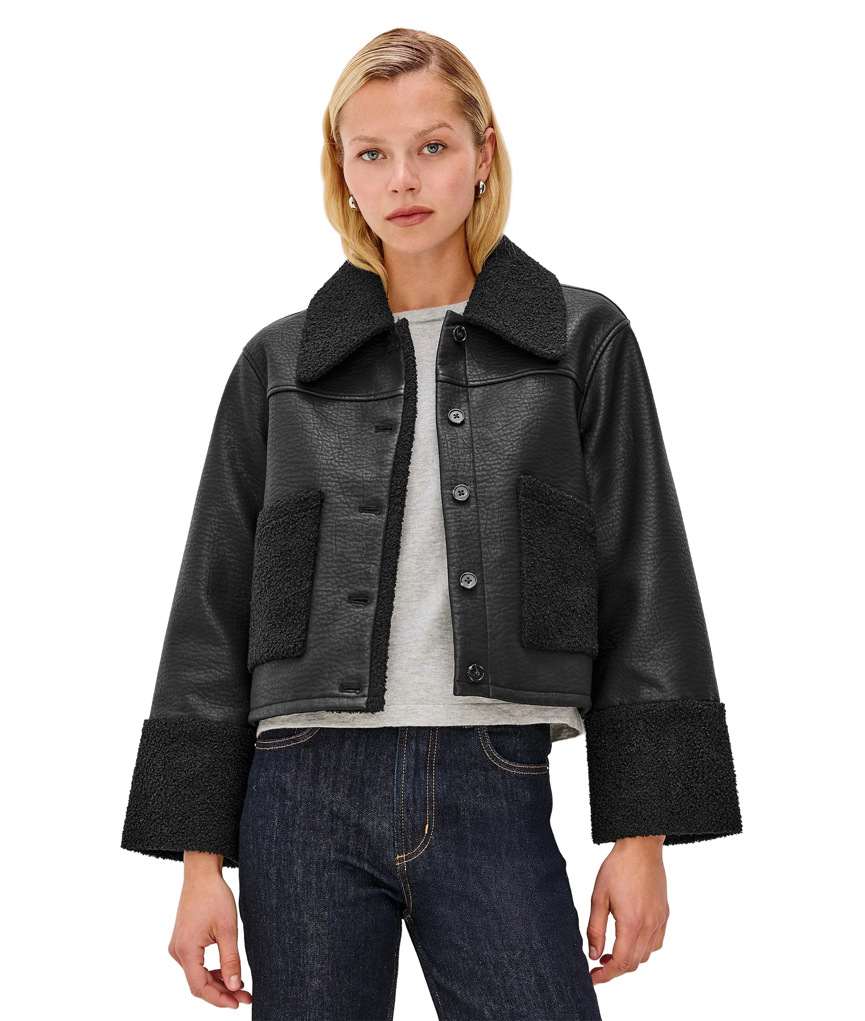 Dria Jacket - Black Shearling