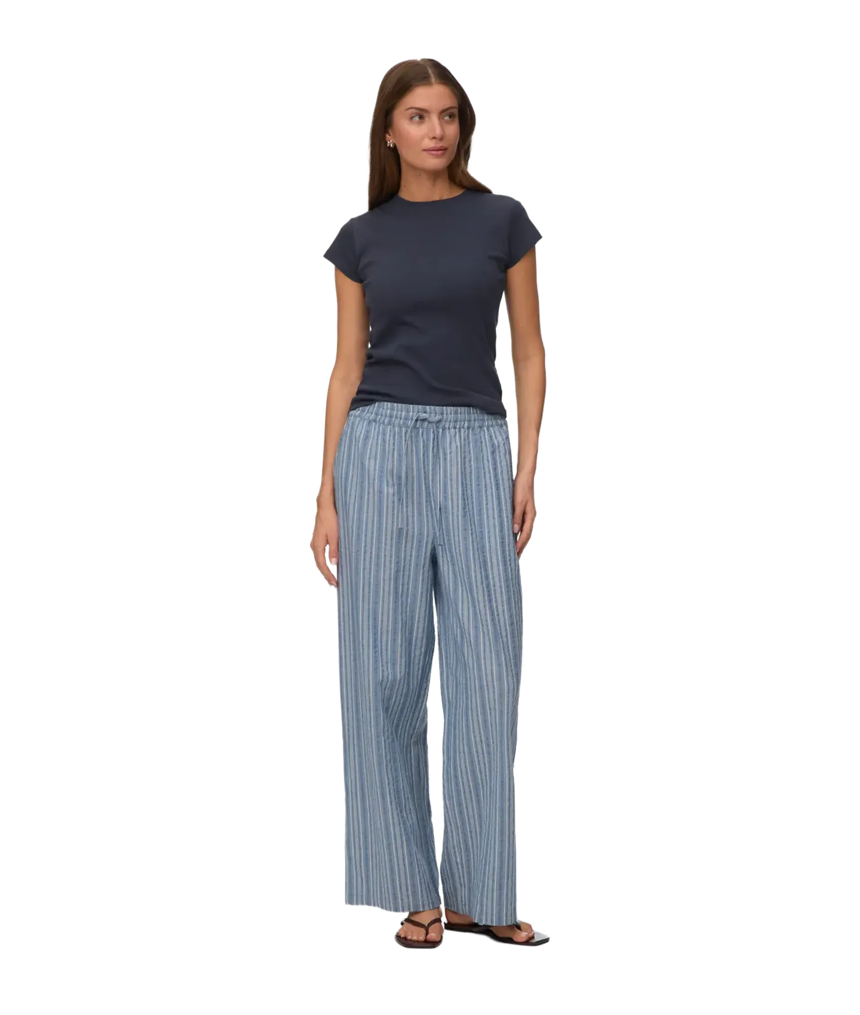 Elena Hw Stripe Pant Wvn - Blue