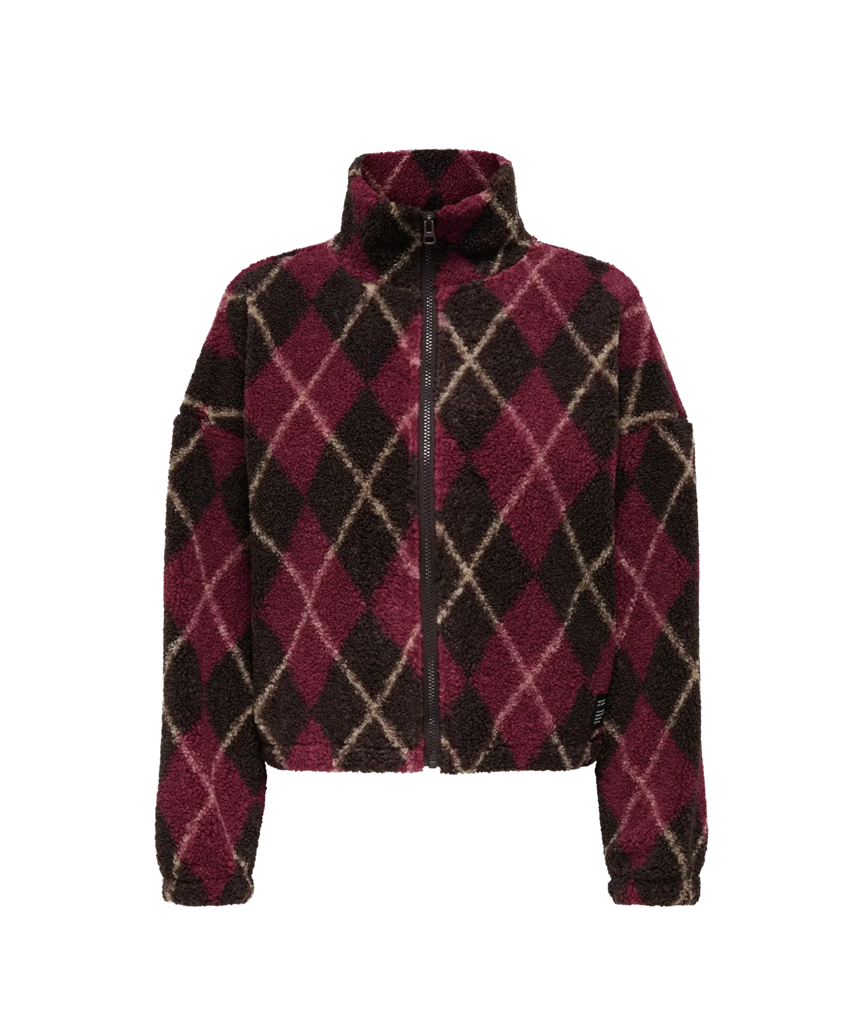 Eline Life L/S Zip Teddy Swt - Black Coffee Nomad/Cabernet