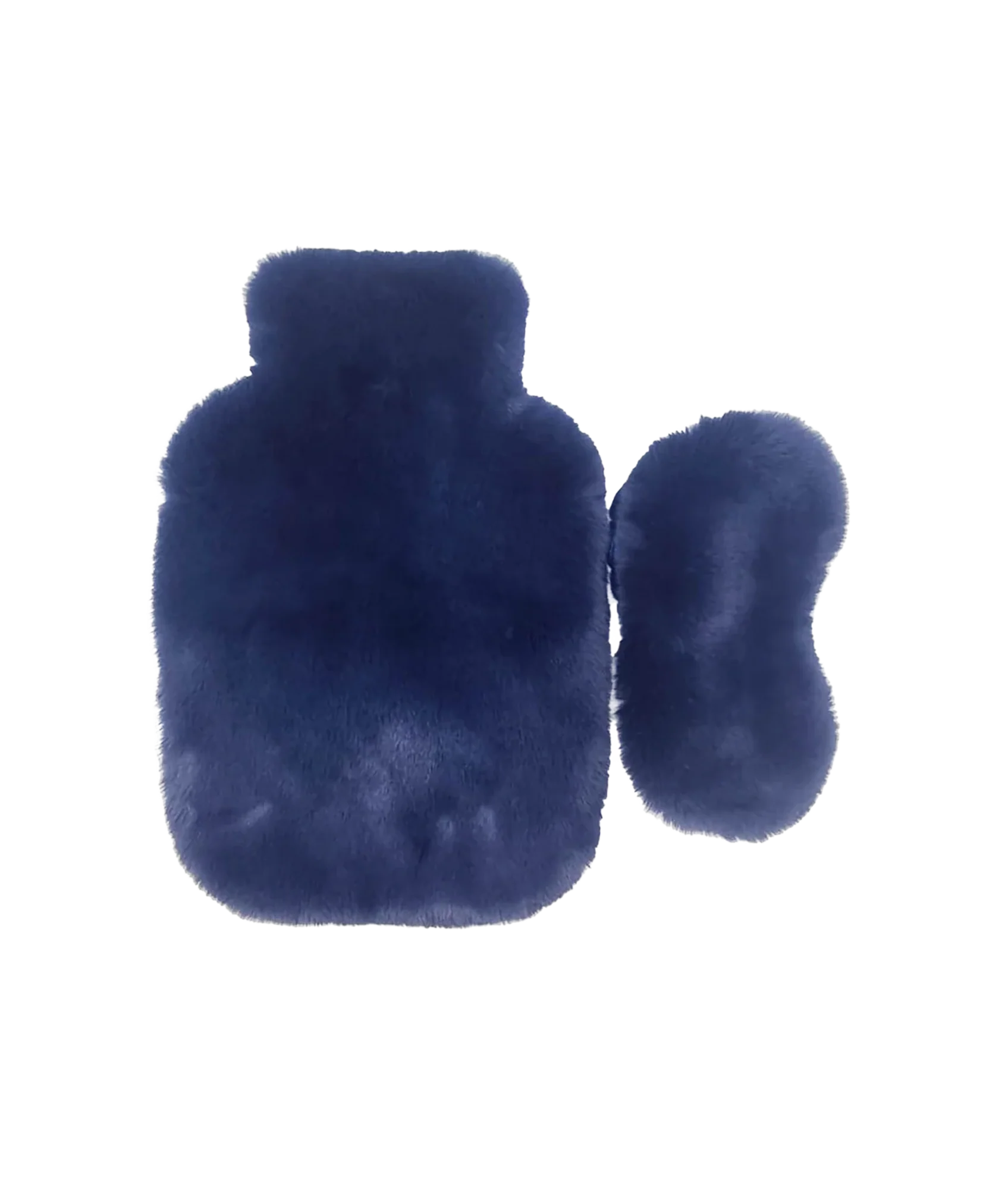 Faux Fur Hot Water Bottle and Eye Mask Set - Petrol