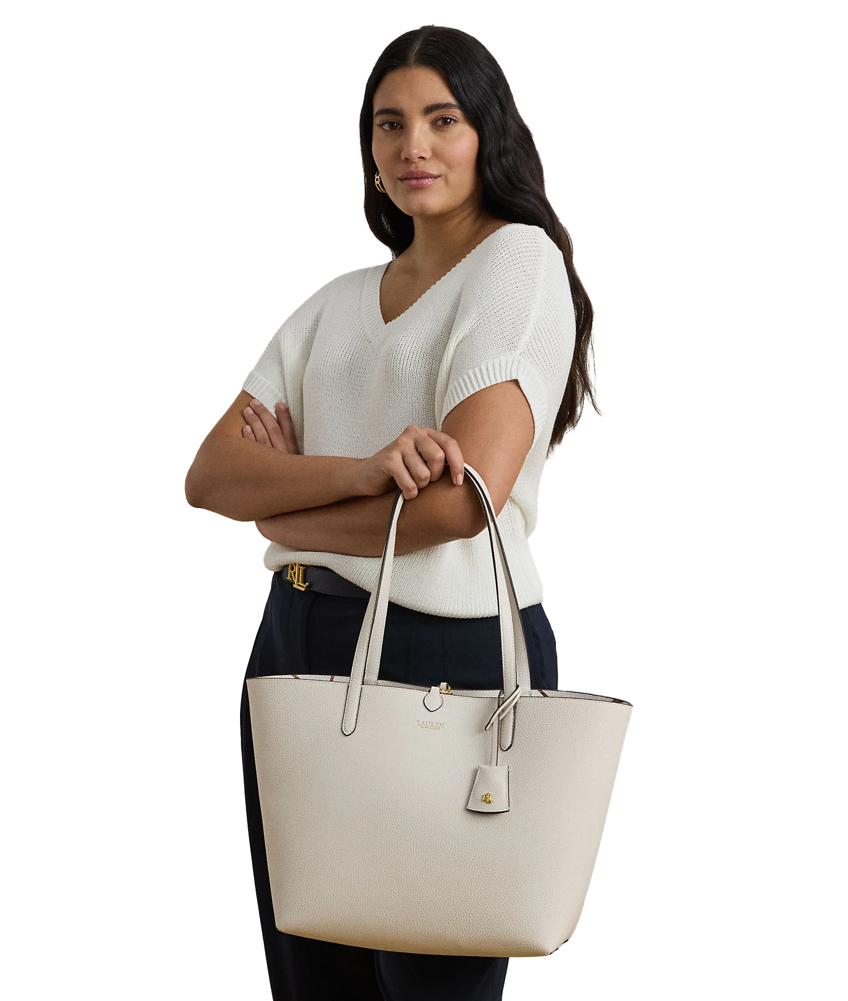 Faux-Leather Large Reversible Tote Bag - White - Image 7