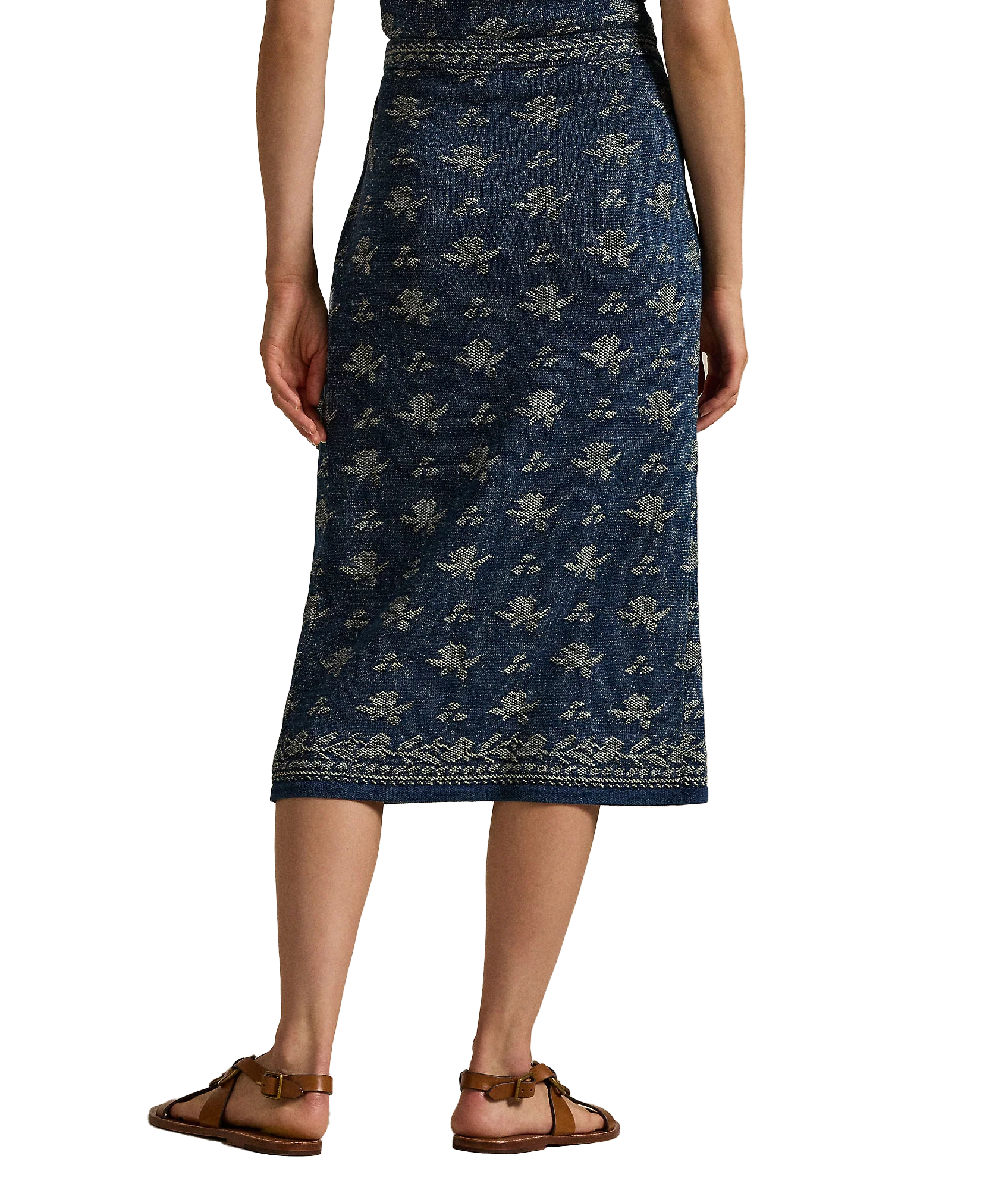 Floral Knit Cotton Wrap Skirt - Multi - Image 4