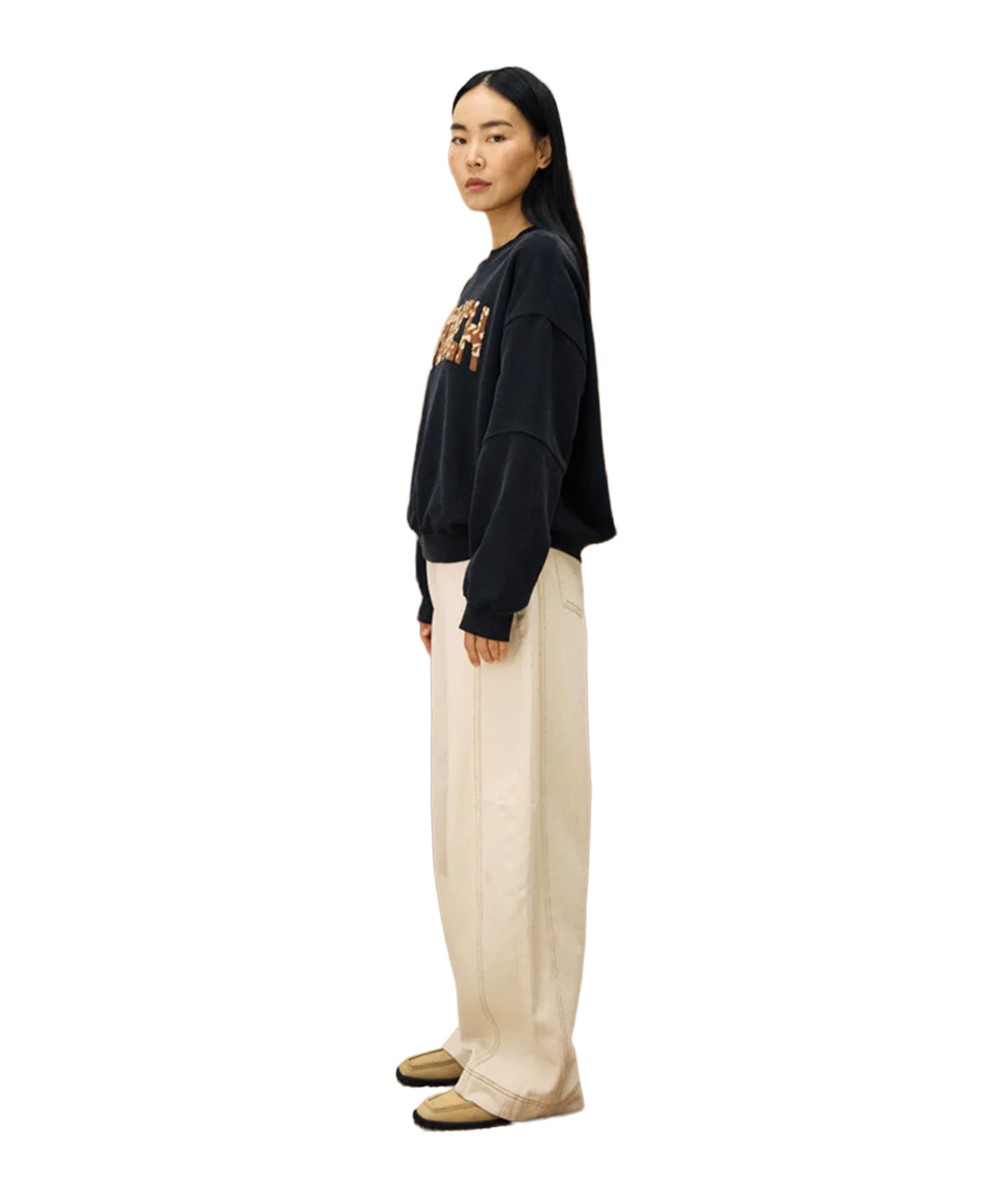 FRNCH Slogan Leopard Sweatshirt - Anthracite - Image 4