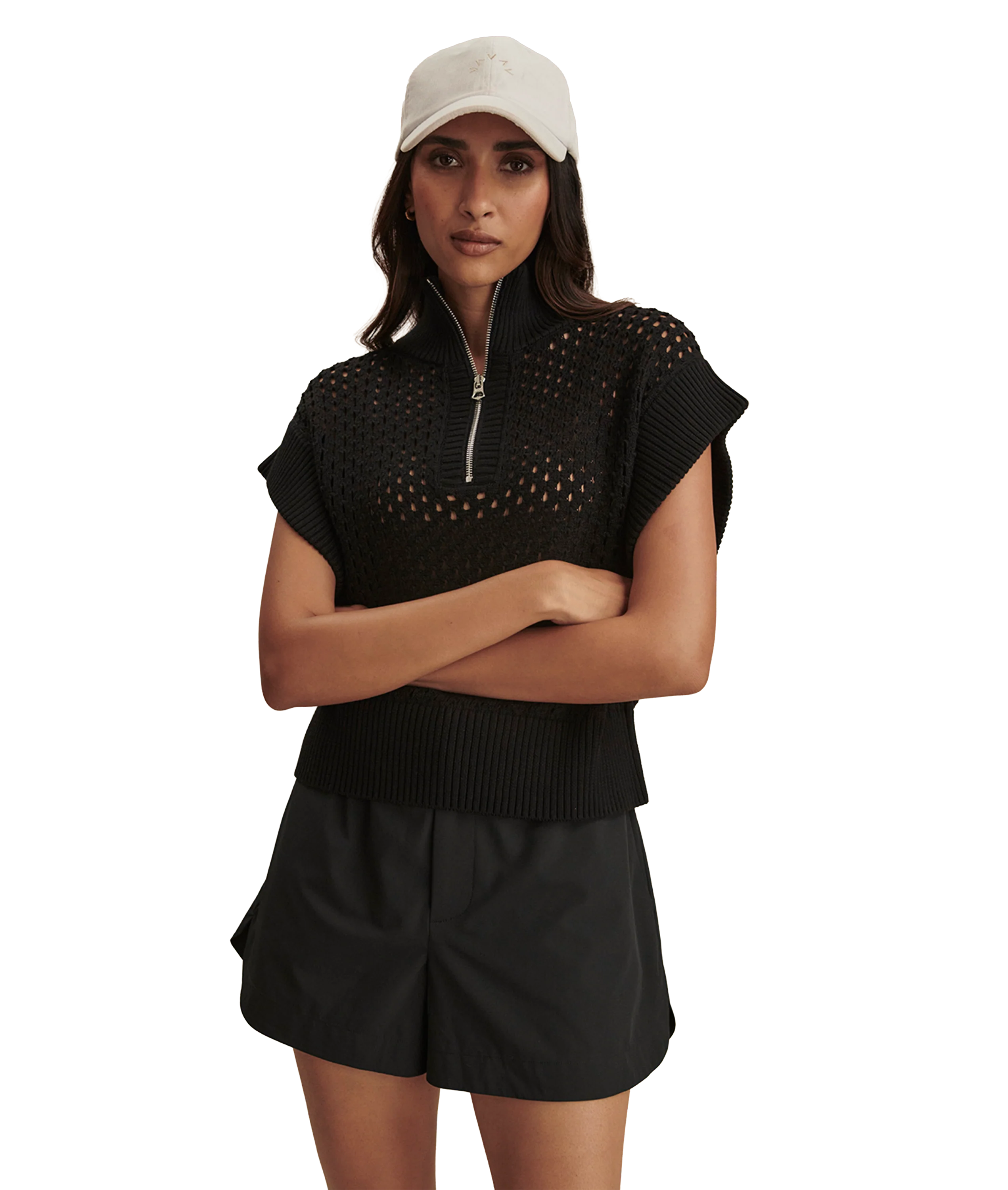 Gaines Half Zip Knit - Black
