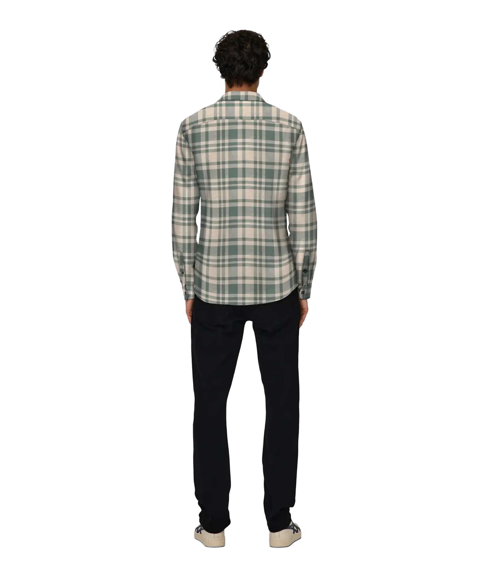 Gudmund Ls Checked Shirt Noos - Egret Jet Black - Image 3