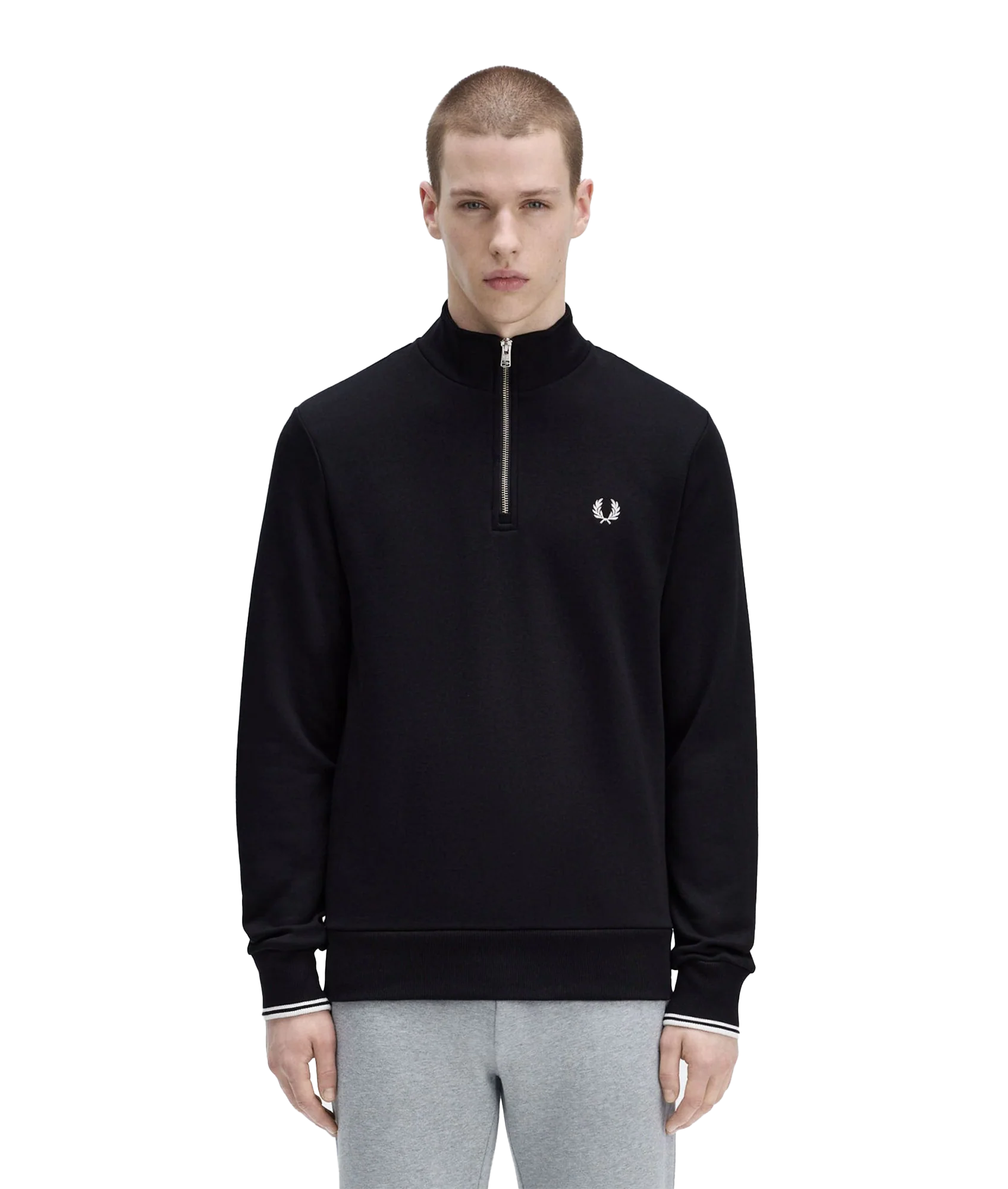 Half Zip Sweat - Black - Image 3