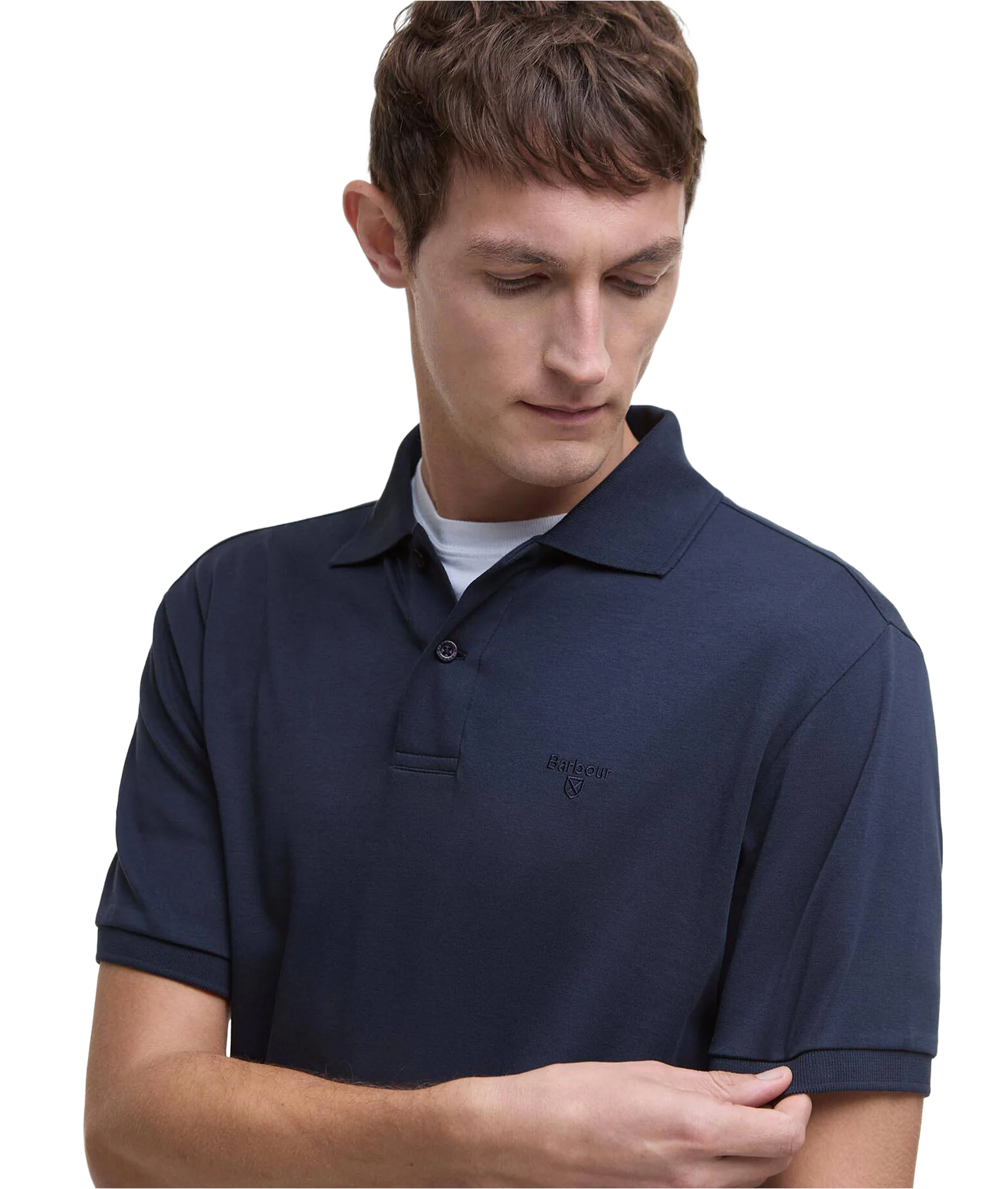 Hylton Interlock Tailored Fit Polo Shirt - Navy - Image 3