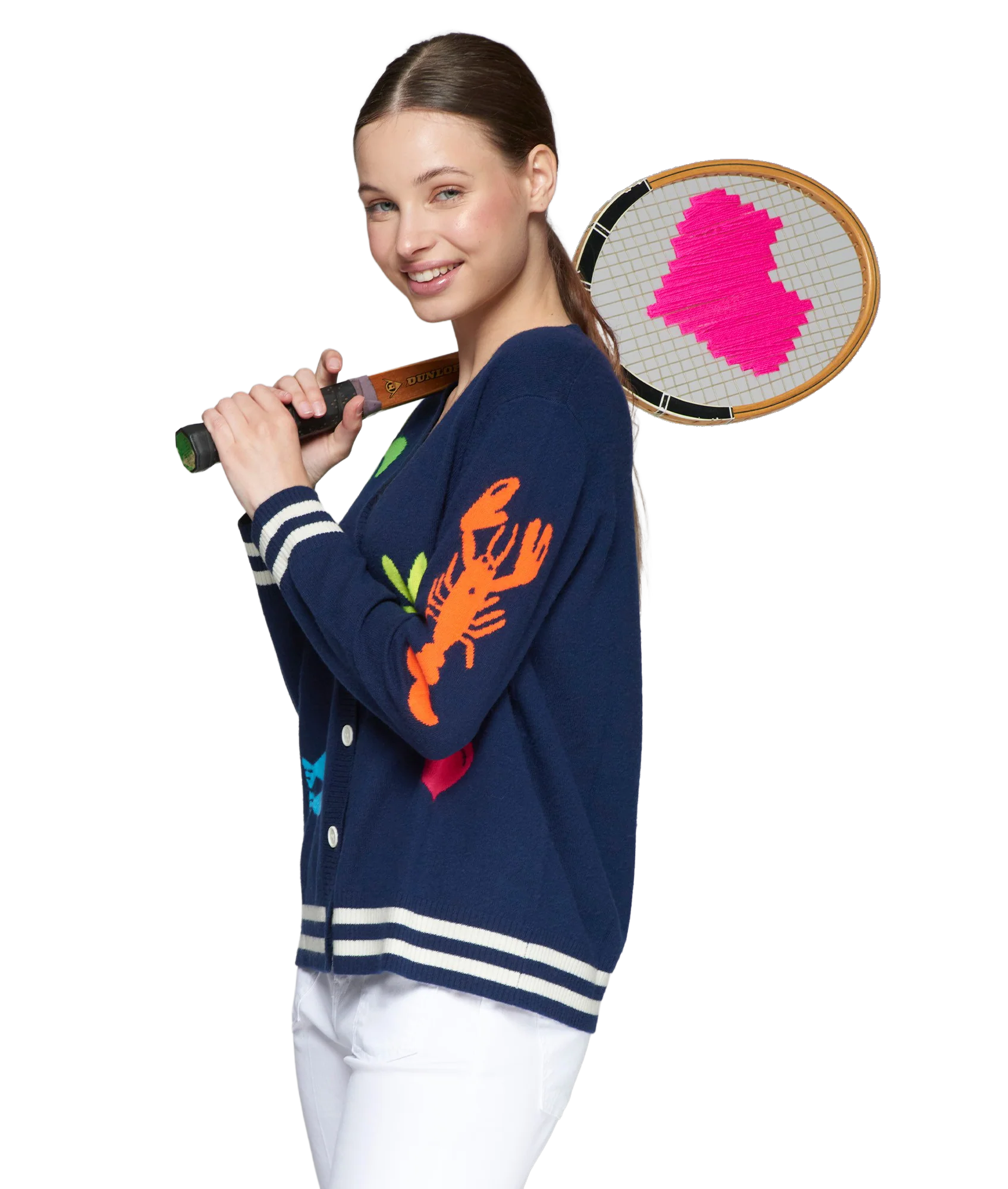 Intarsia Cardigan - Marine Beach - Image 3