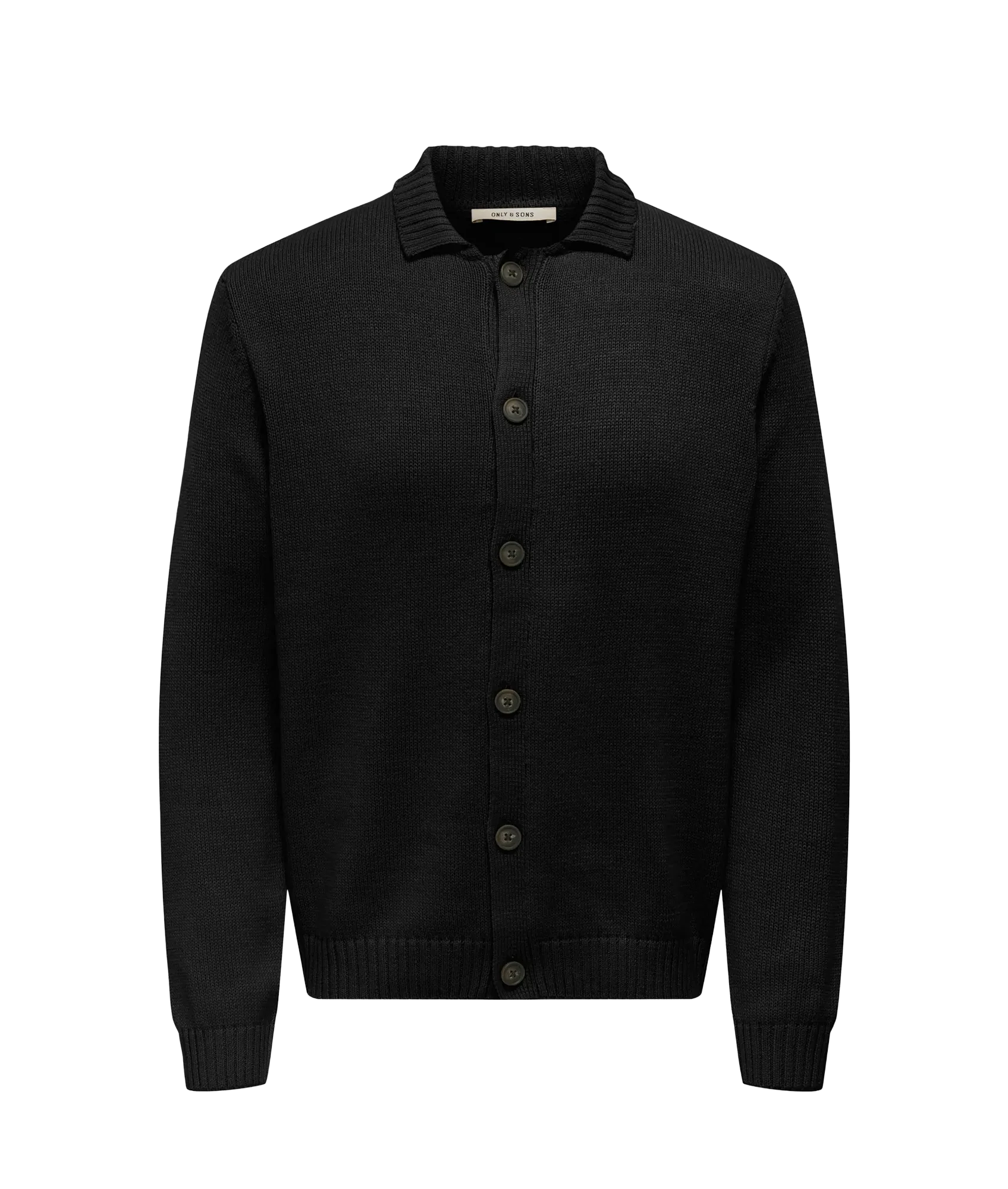 Jacob Reg Ls Cardigan Knit - Black