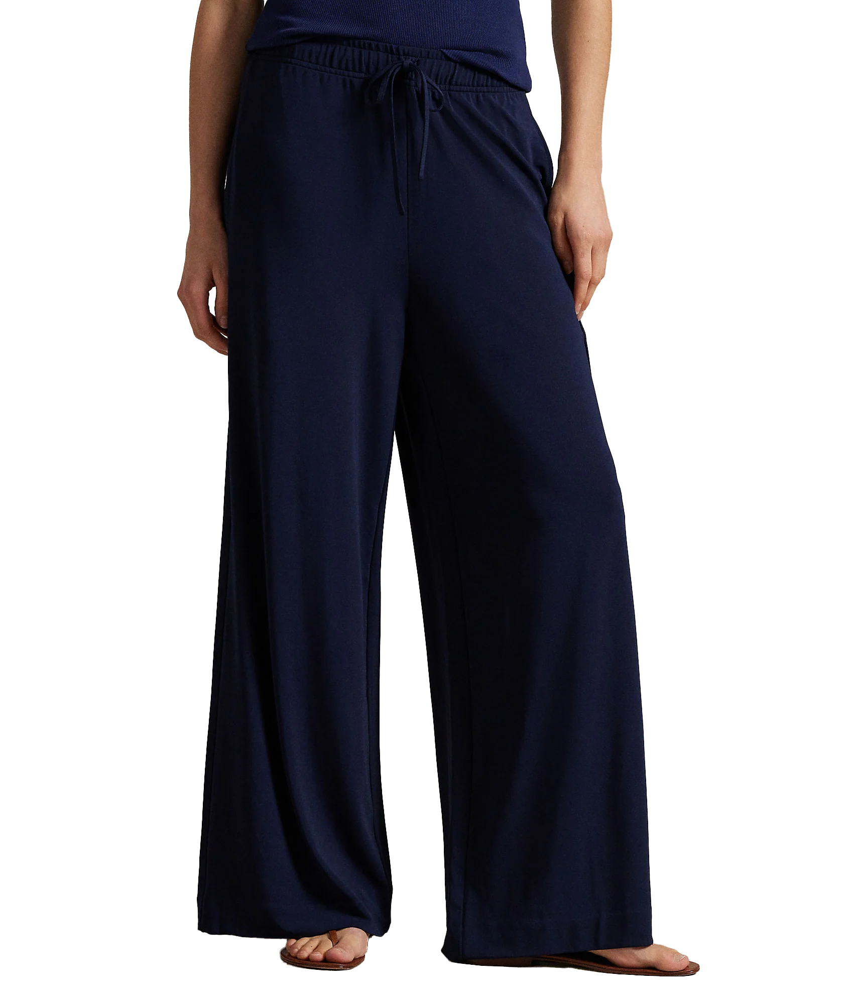 Jersey Wide-Leg Drawstring Pant - Navy - Image 3