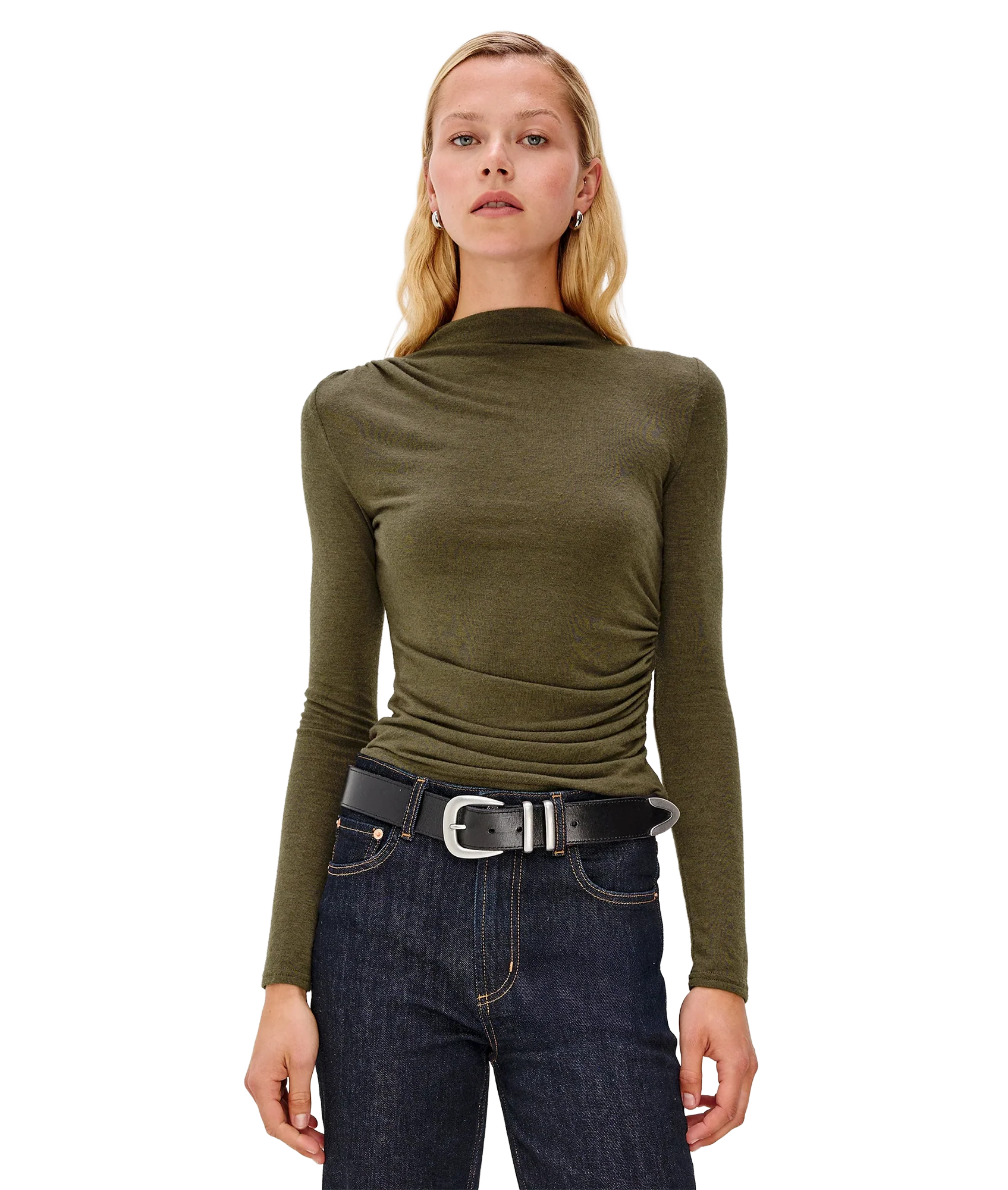 Joelle Knitted Top - Heather Olive