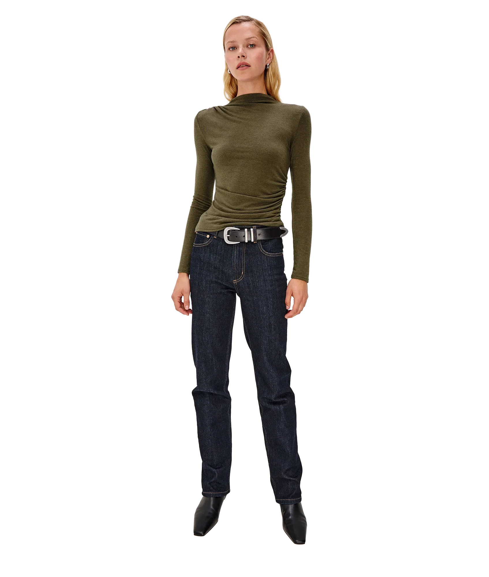 Joelle Knitted Top - Heather Olive - Image 3