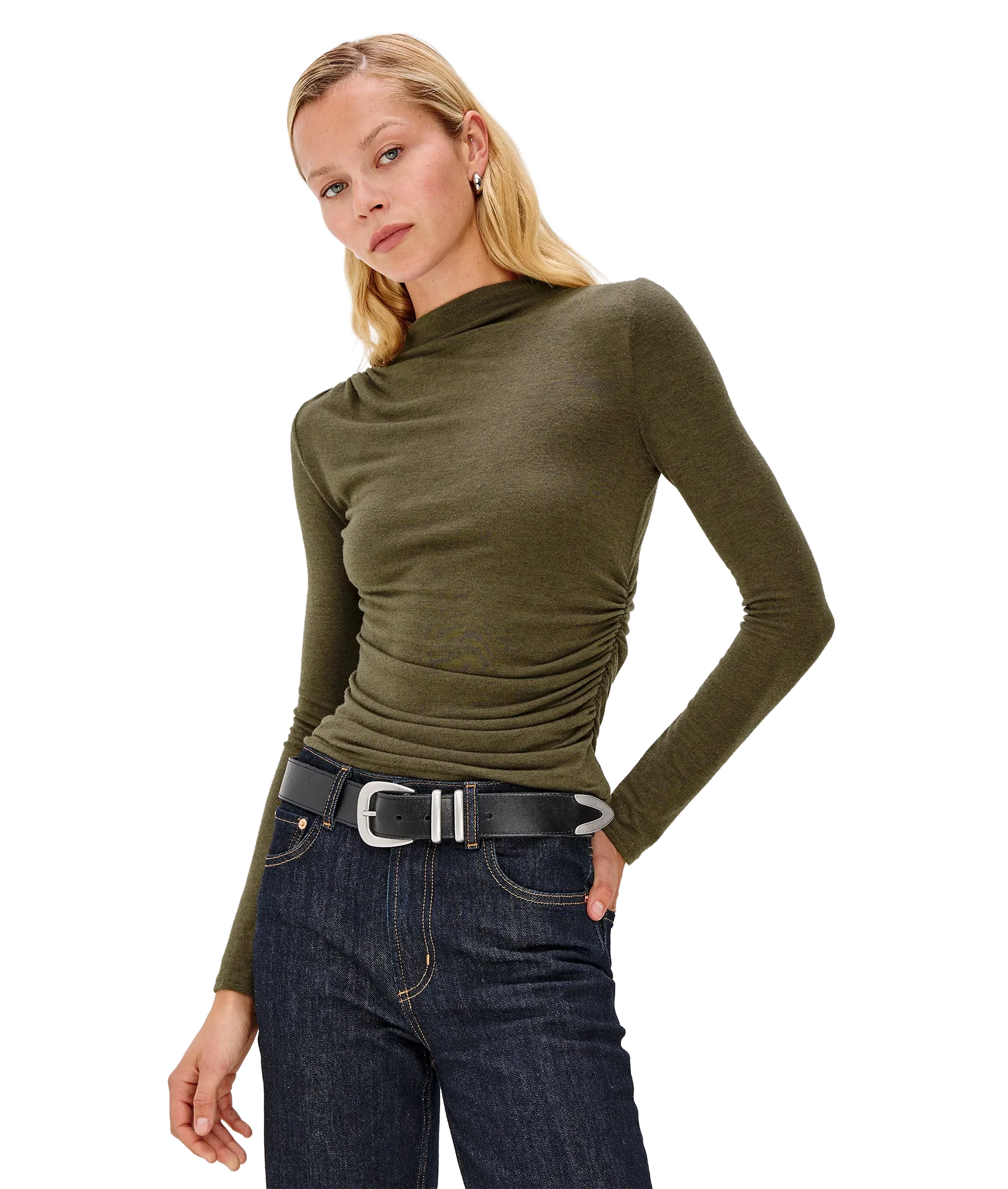 Joelle Knitted Top - Heather Olive - Image 4