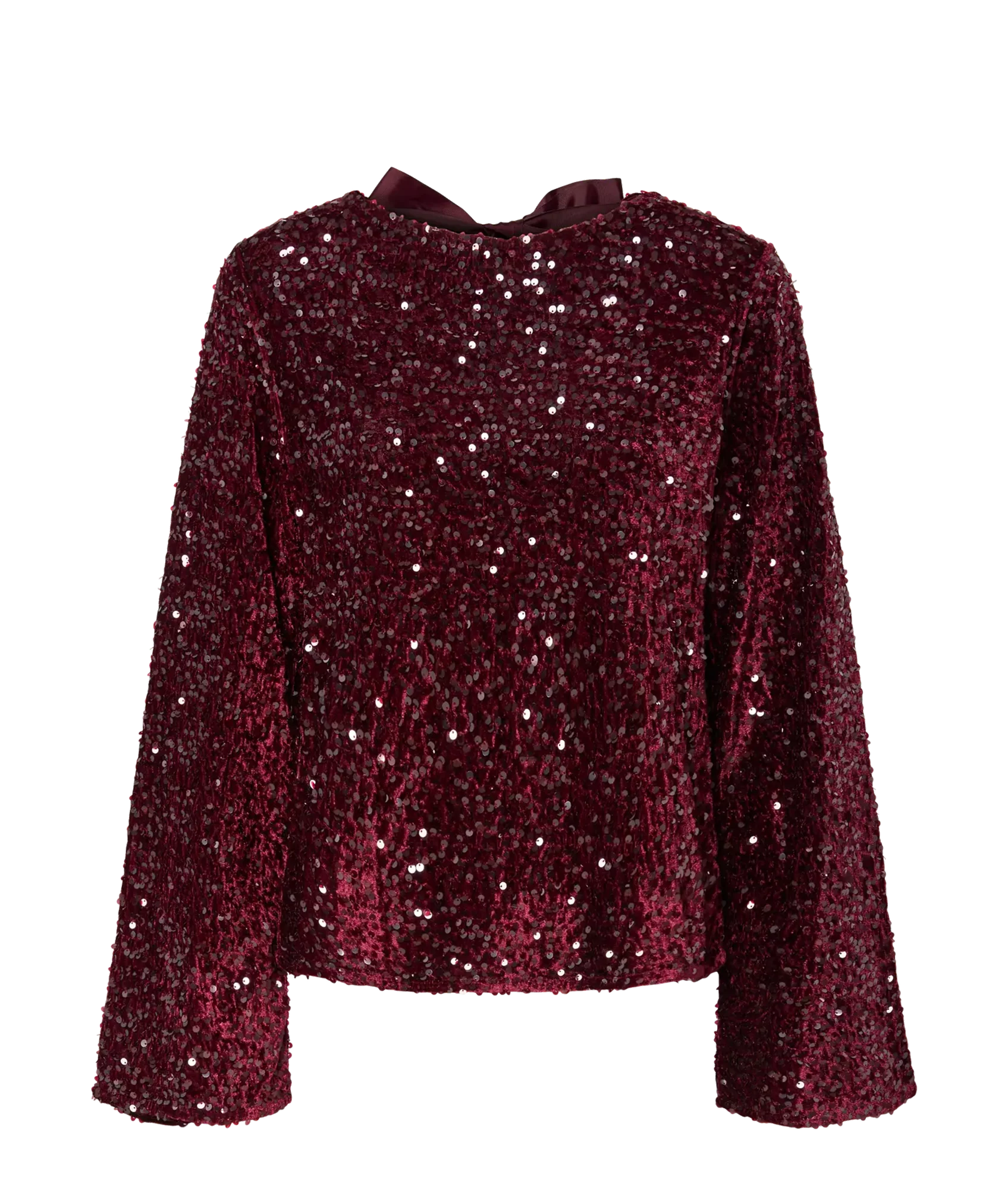 Kam Ls Deep Back Bow Top Jrs Bc - Tawny Port Tawney Port Sequins