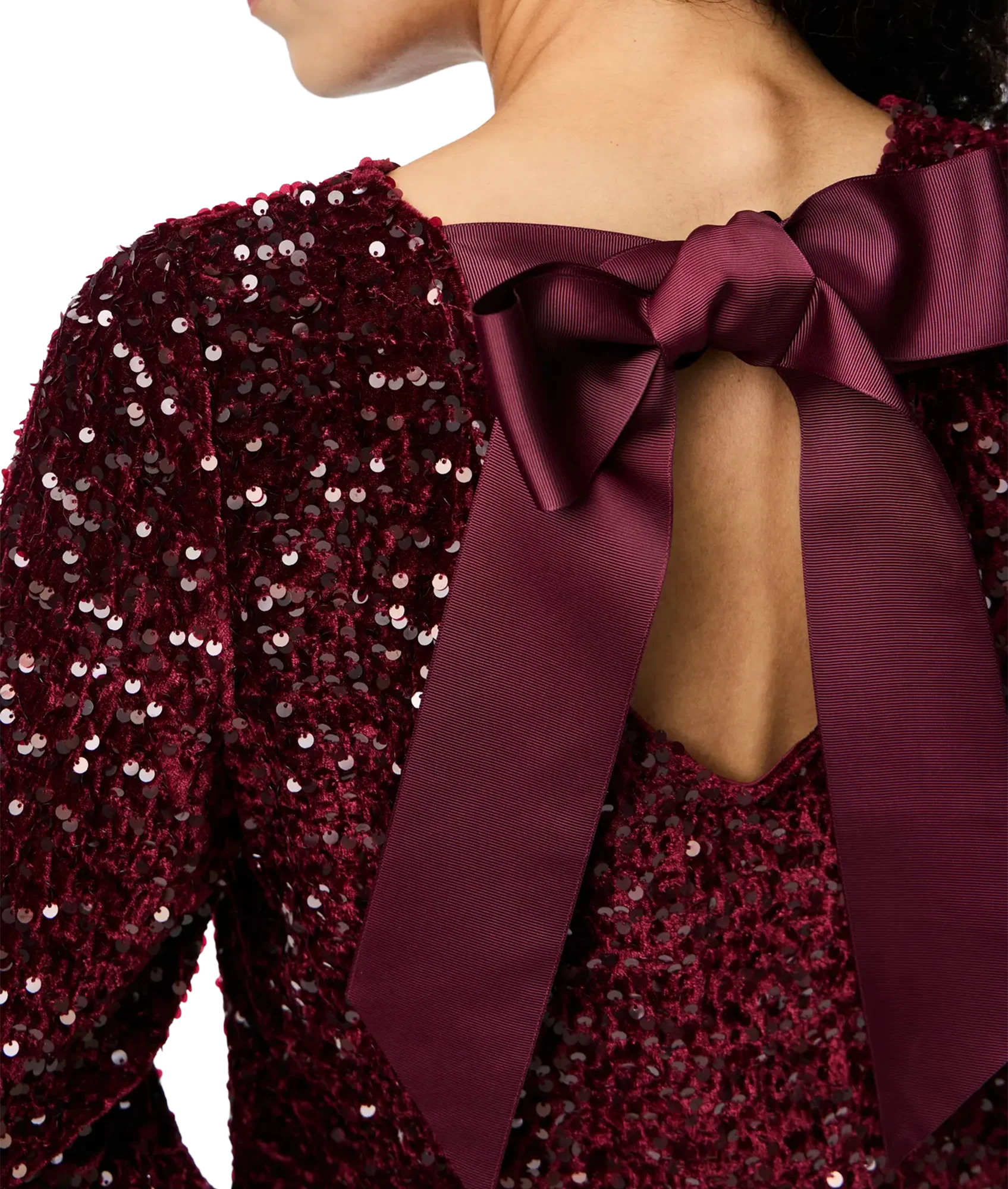Kam Ls Deep Back Bow Top Jrs Bc - Tawny Port Tawney Port Sequins - Image 4