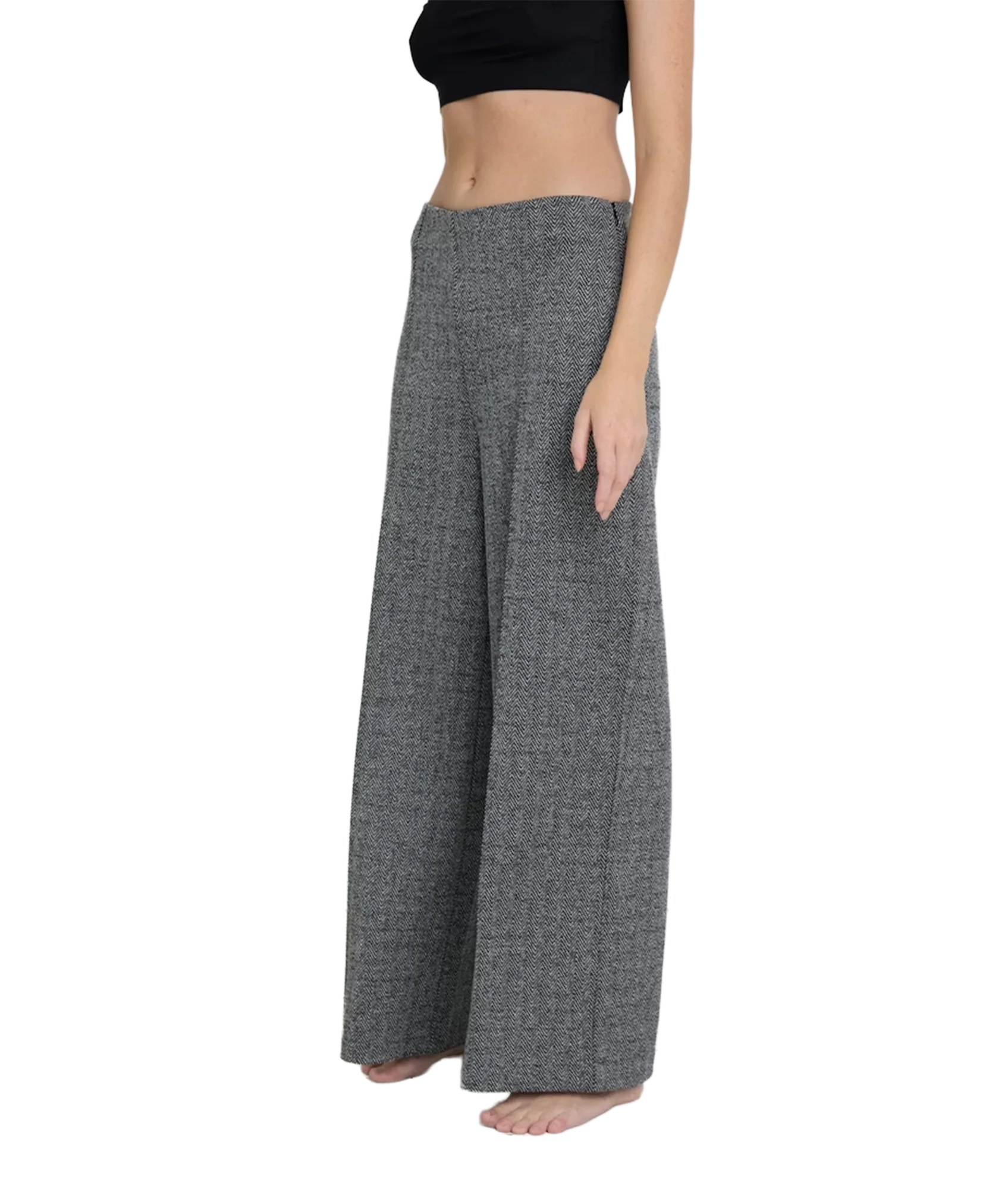 Kate Jacquard Pants - Black/White Herringbone - Image 4