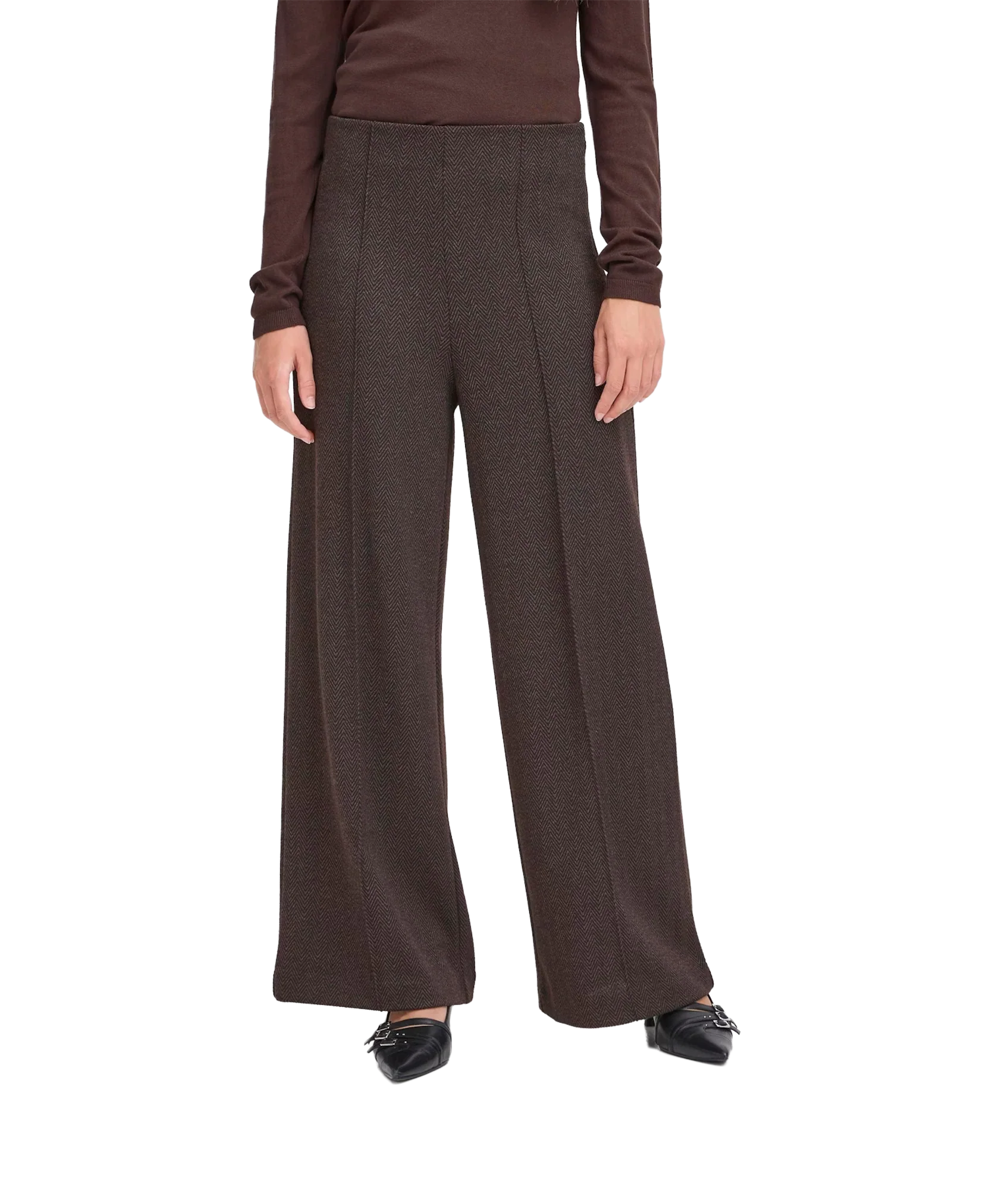 Kate Jacquard Trouser - Black/Brown - Image 4