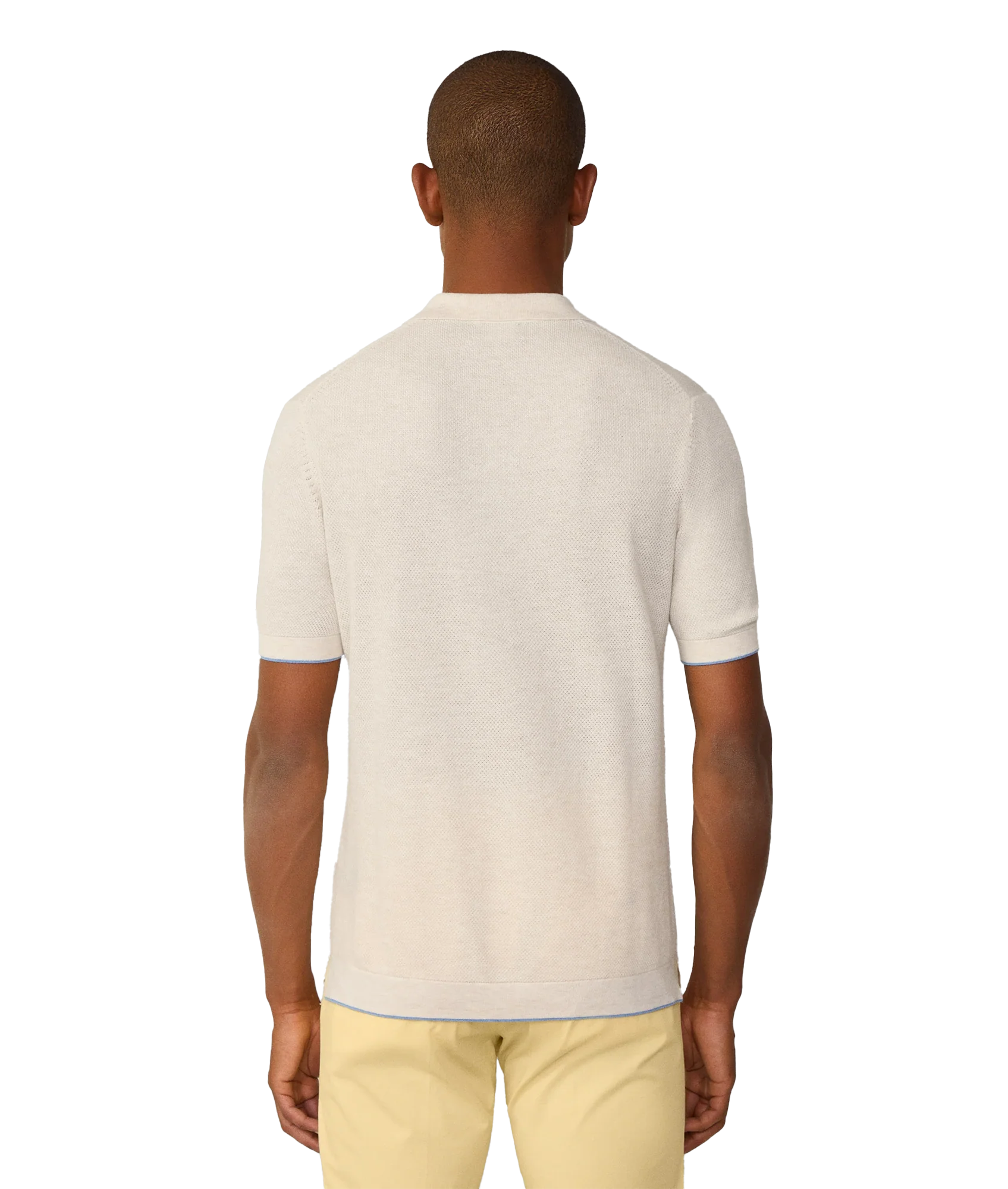 Knit Stitch Ss Polo - Light Beige - Image 3