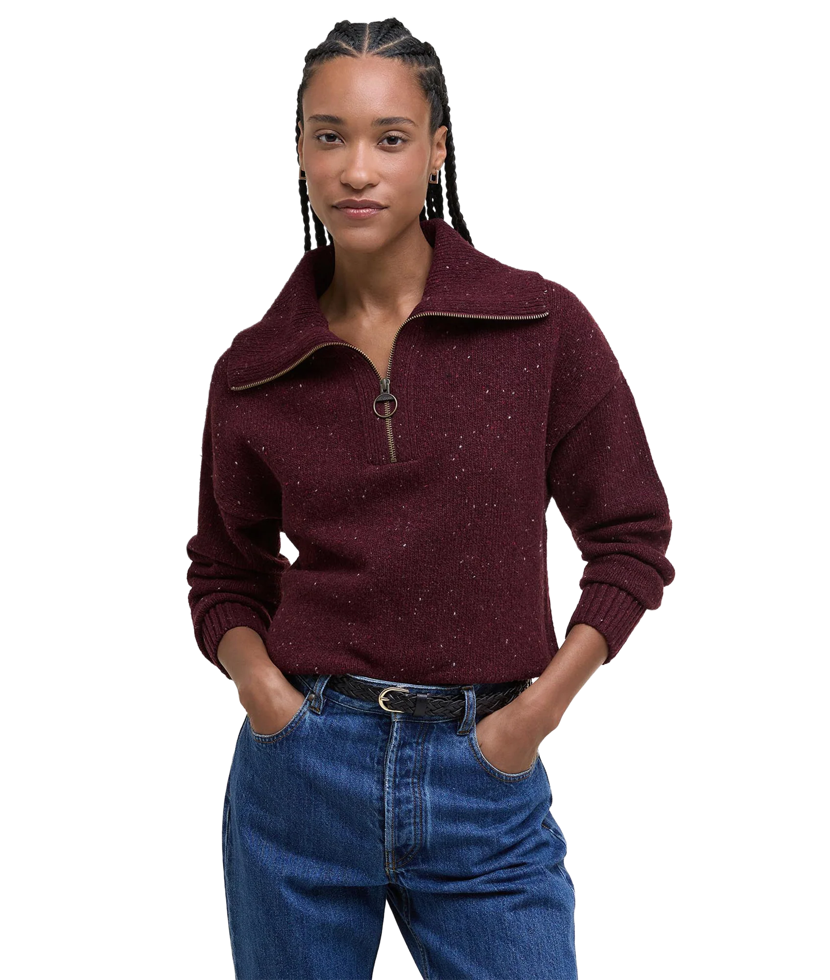 Lavensdale Half Zip Knitted Jumper - Black Cherry