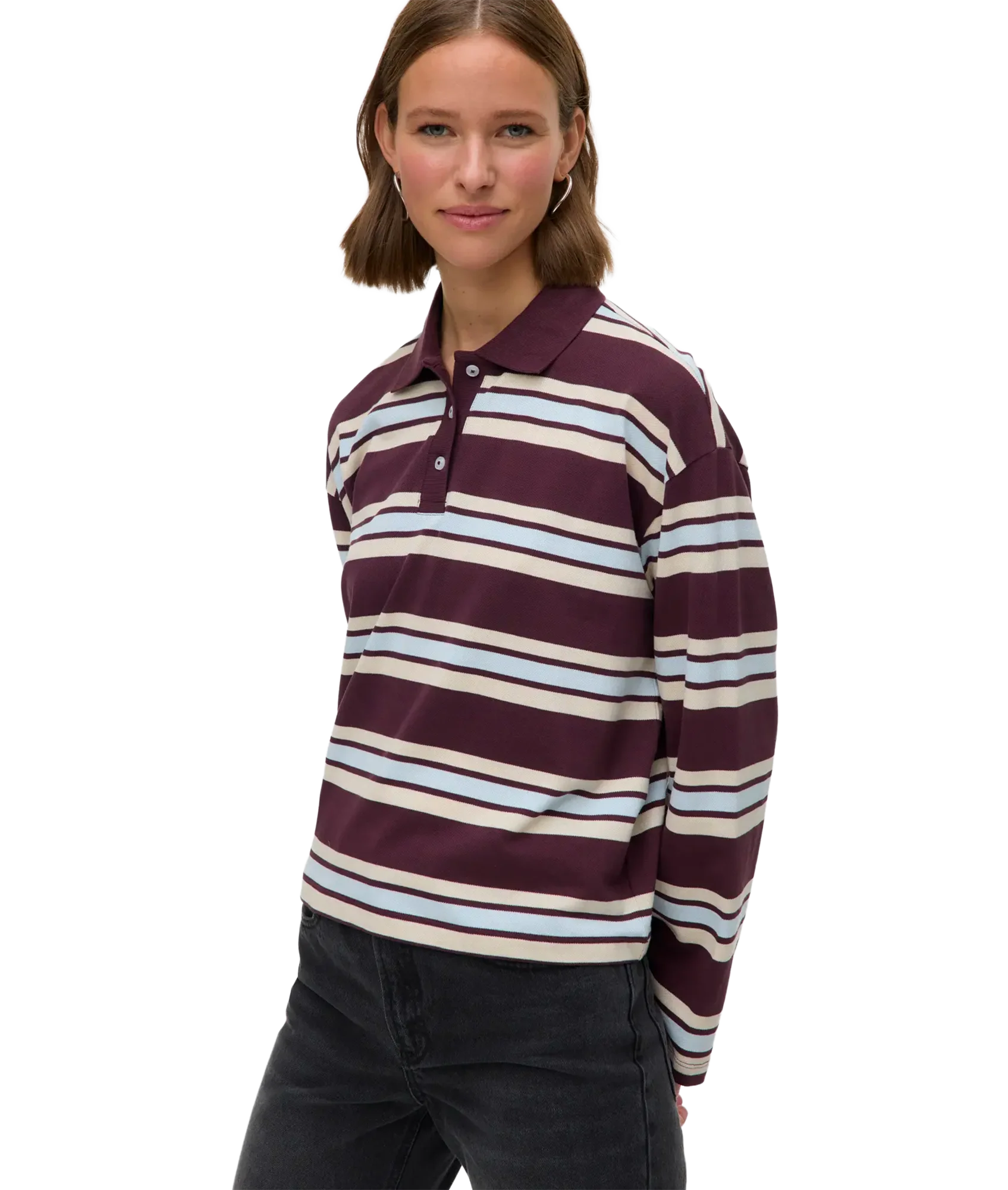 Lianna Ls Polo Top Box Jrs Ga - Oatmeal Mira - Image 2